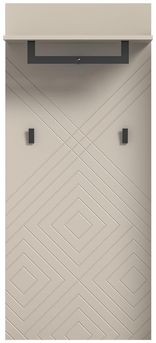 möbelvita Kompaktgarderobe Memo Garderobenpaneel B/H/T 60x140x35 in sandbeige Front mit gefrästen Ornamenten