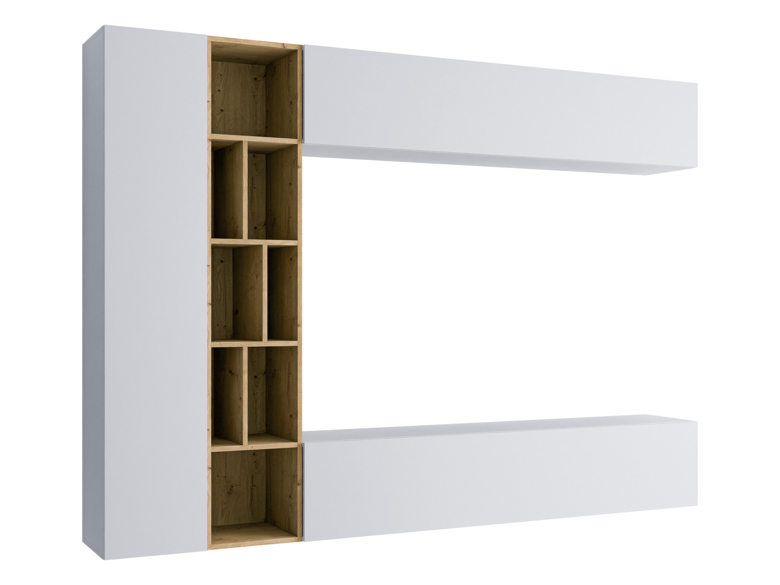 MIRJAN24 Wohnwand Kodita, (Komplett-Set, 3x Hängeschrank, Regal), 224x33x160 cm