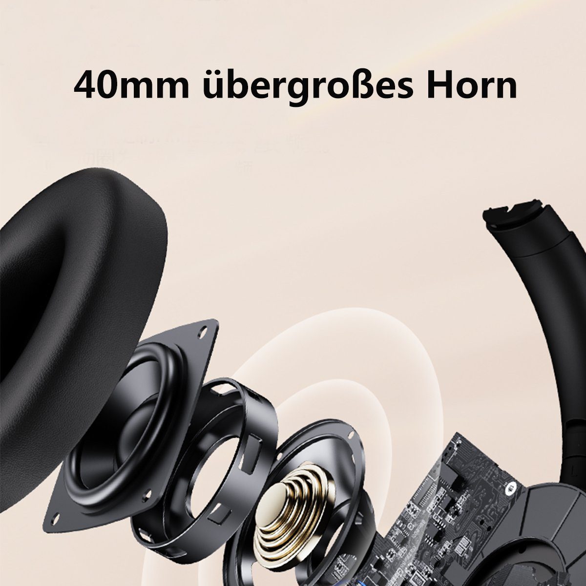 Bluetooth autolock Over-Ear-Kopfhörer Handy/PC/Zuhause) Faltbare Over-Ear-Kopfhörer mit Headset aktivem (Wireless 80 Stereo HiFi Spielzeit Stunden Noise Weiß Kopfhörer,für