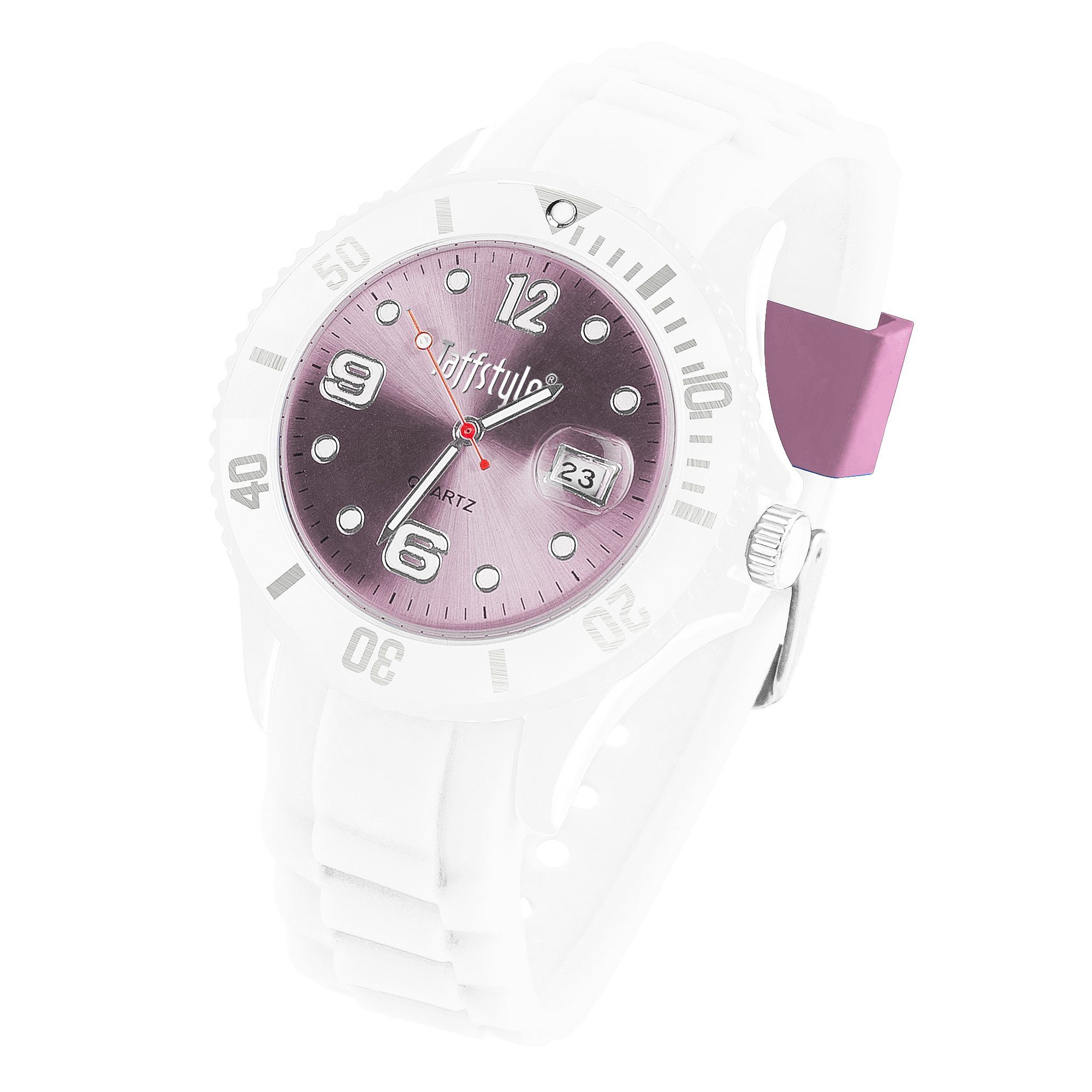 Armbanduhr Herren Wasserdicht Datum, Silikon Uhr Sport Weiß Rosa Multifunktion Bunte Farbige Ziffernblatt Sportuhr Analog Anzeige Quarzuhr Quarz Damen Taffstyle Quarzuhr