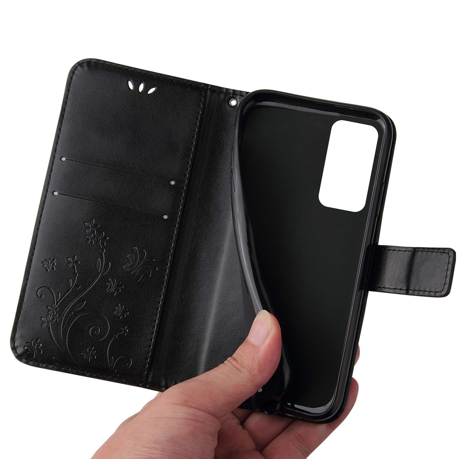 Tec-Expert Handyhülle Cover Tasche Hülle für Samsung Galaxy A05s 6,7 Zoll, Klapphülle Case mit Kartenfach Fliphülle aufstellbar, Motiv Blumen