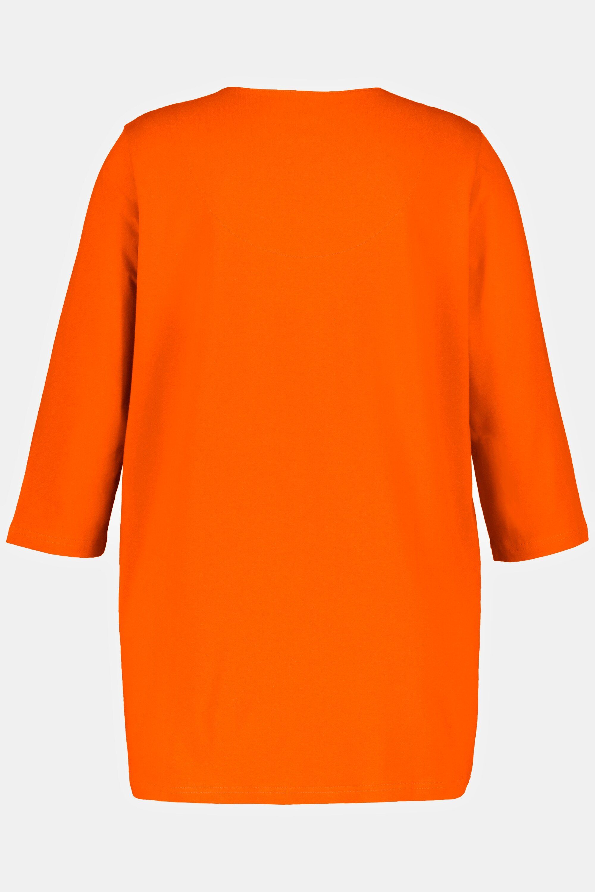 A-Linie Popken V-Ausschnitt Ulla 3/4-Arm orange Rundhalsshirt Longshirt