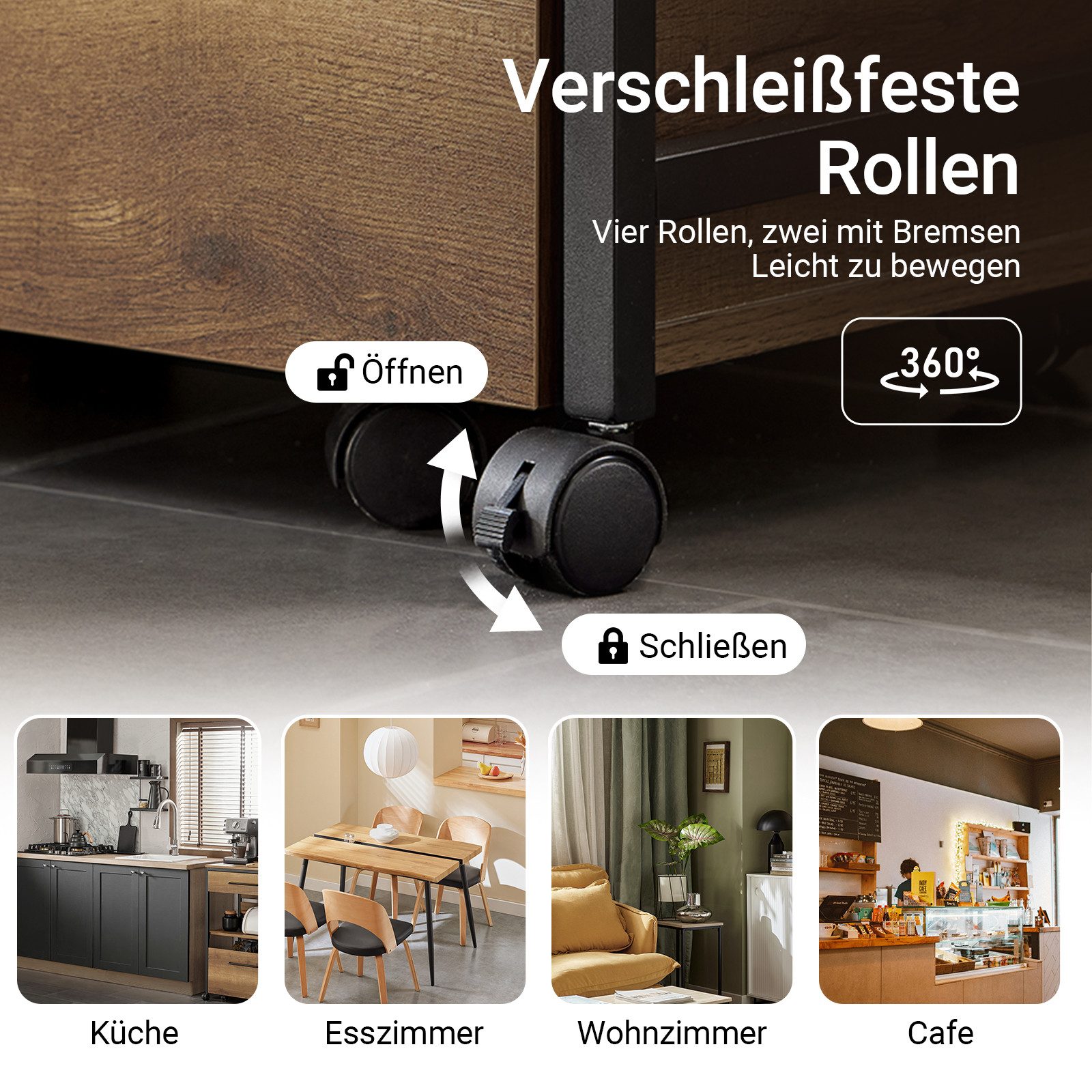 SoBuy Küchenwagen FKW118, Barwagen Kücheninsel schmal, Nischenwagen Beistelltisch, Servierwagen mit 1 herausnehmbarer Aufbewahrungstruhe Rollwagen – Bild 5 von 5