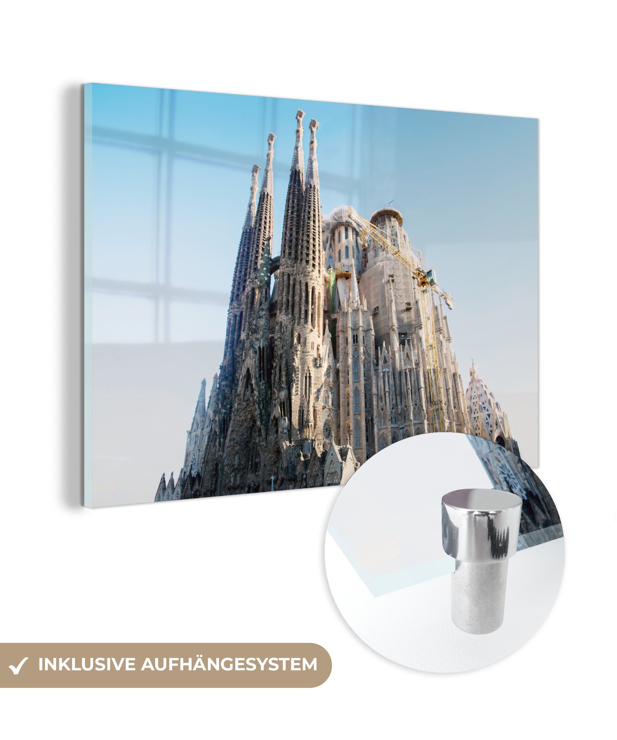 MuchoWow Acrylglasbild Seitenansicht der Sagrada Familia Barcelona, (1 St), Acrylglasbilder Wohnzimmer & Schlafzimmer