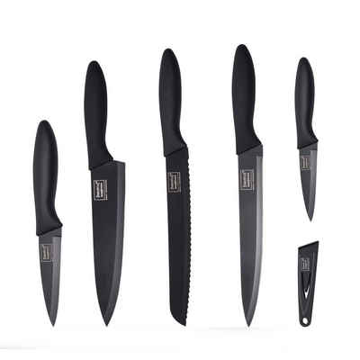 homiez Messer-Set (Set, 5-tlg), 5-teiliges Messerset ColourCut, mit Klingenschutz, in schwarz