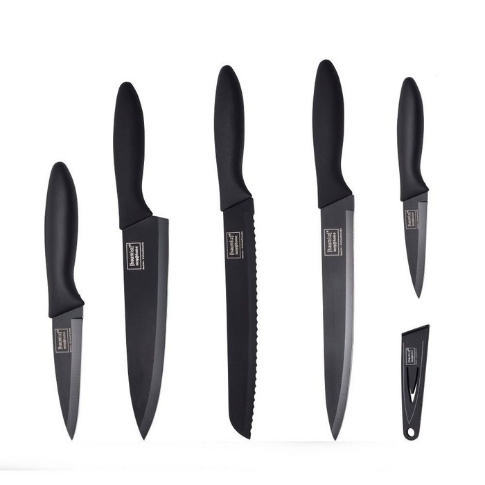 homiez Messer-Set (Set 5-tlg) 5-teiliges Messerset ColourCut mit Klingenschutz in schwarz schwarz