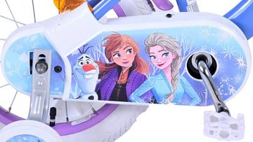 Disney Frozen Kinderfahrrad 2 Mädchen - 14/16 Zoll - Blau / Lila - bis 60 kg - 85% zusammengebaut, 3,5 - 6 Jahre, Rücktrittbremse, bis 60 kg