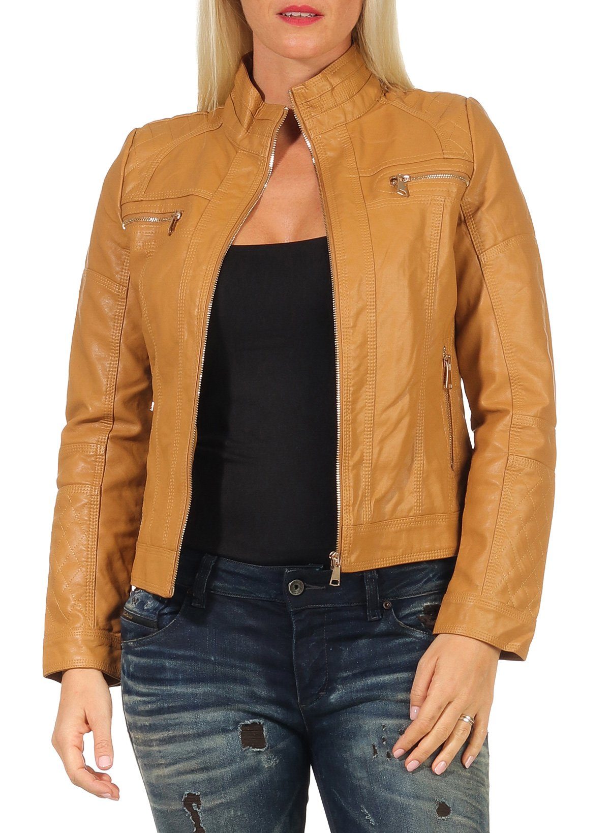 Lederimitatjacke malito Damen Jacke, Kunstleder Jacke, lässige Biker Jacke, Jacke