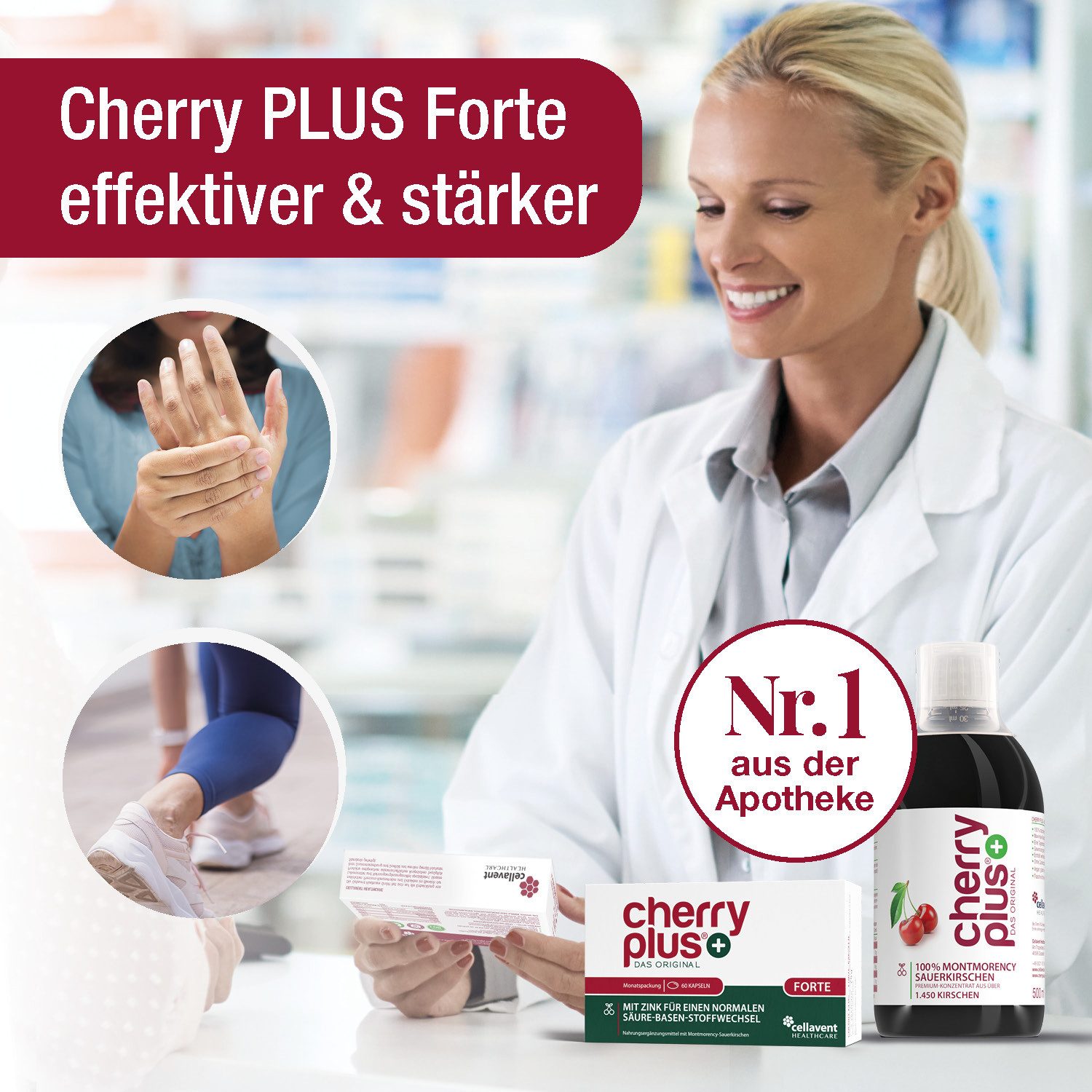 Cellavent Healthcare Stärkste Montmorency-Sauerkirsch-Kapseln - Cherry PLUS Forte Kapseln