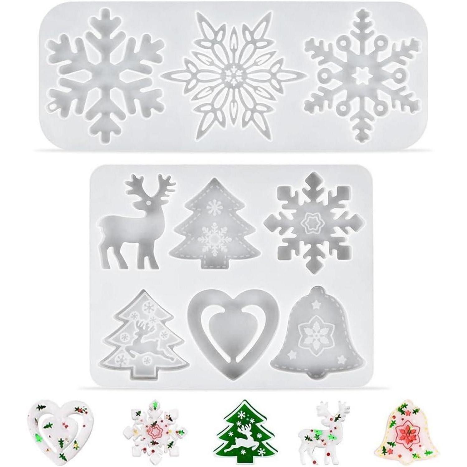 LuxusKollektion Silikonform Silikonform Weihnachten 2 Stück Harz Schneeflocke DIY Backformen