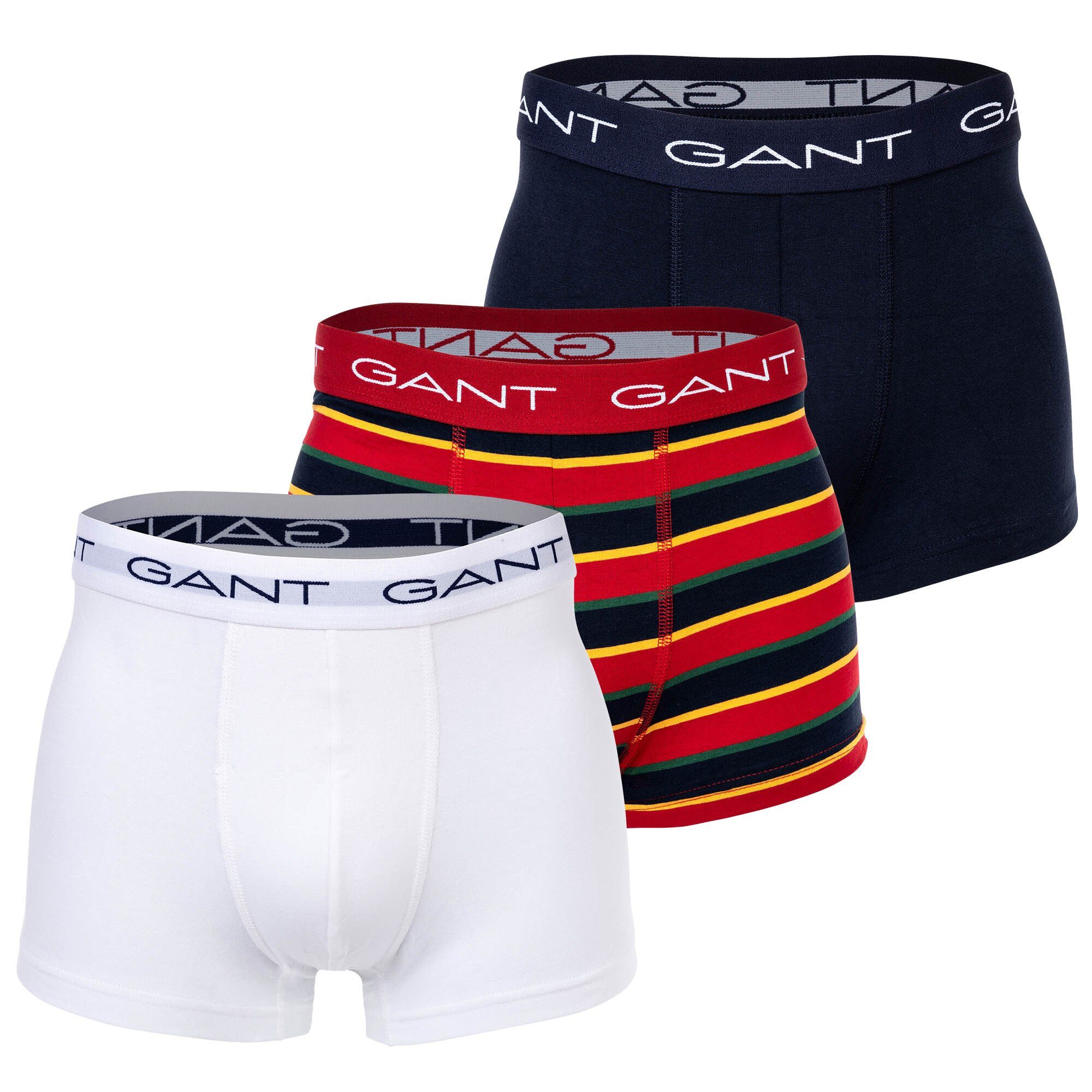 Gant Boxer Herren Boxer Shorts, 3er Pack - Stripe Trunks Rot