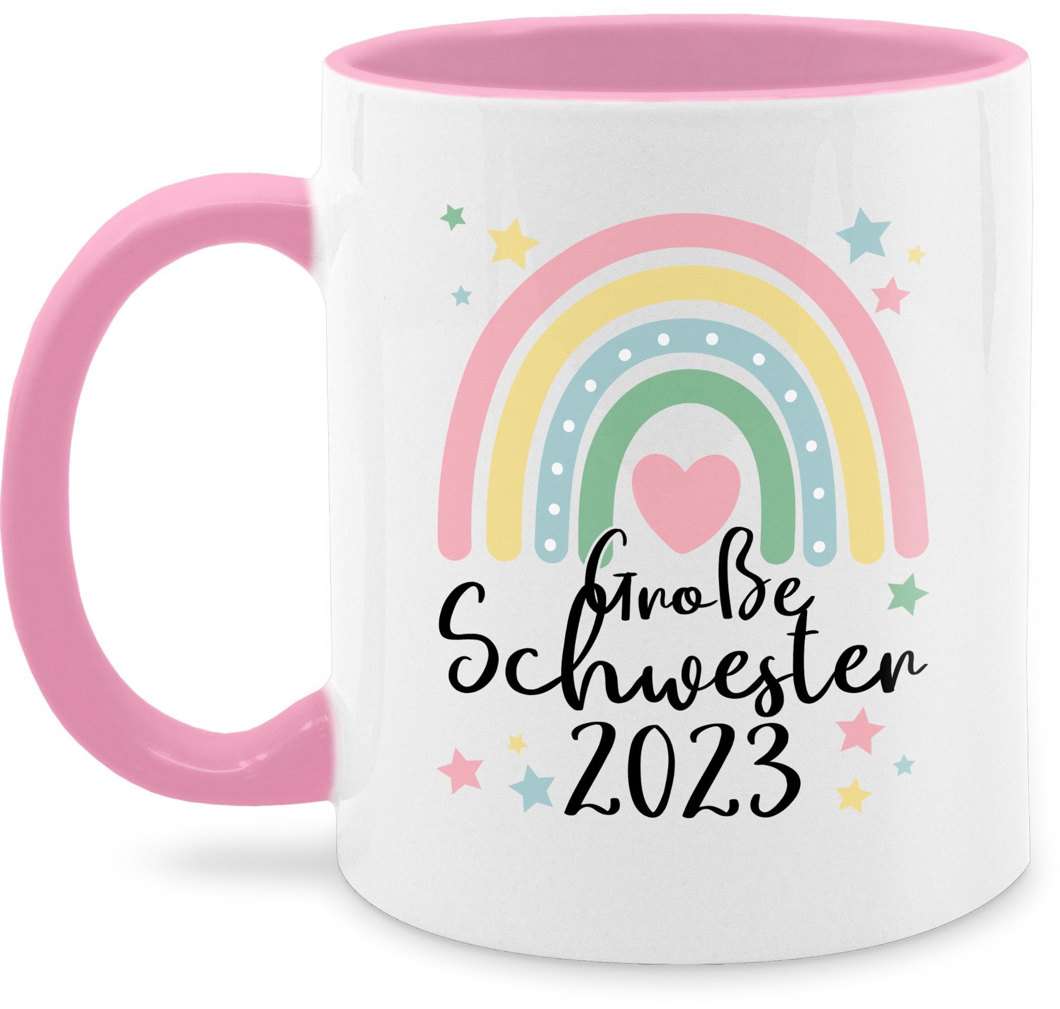 Shirtracer Tasse Große Schwester Geschenk 2023 Regenbogen Big Sister, Keramik, Große Schwester 1 Rosa