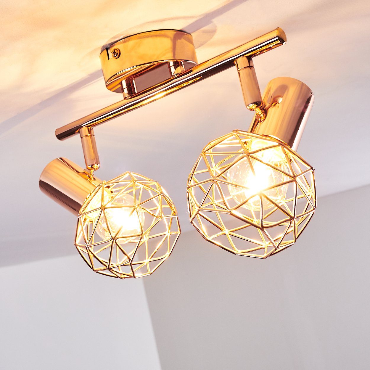 hofstein Deckenleuchte »Torano« Deckenlampe aus Metall in Kupfer, ohne Leuchtmittel, mit verstellbaren Strahlern, 2xE14, Retro/Vintage Design
