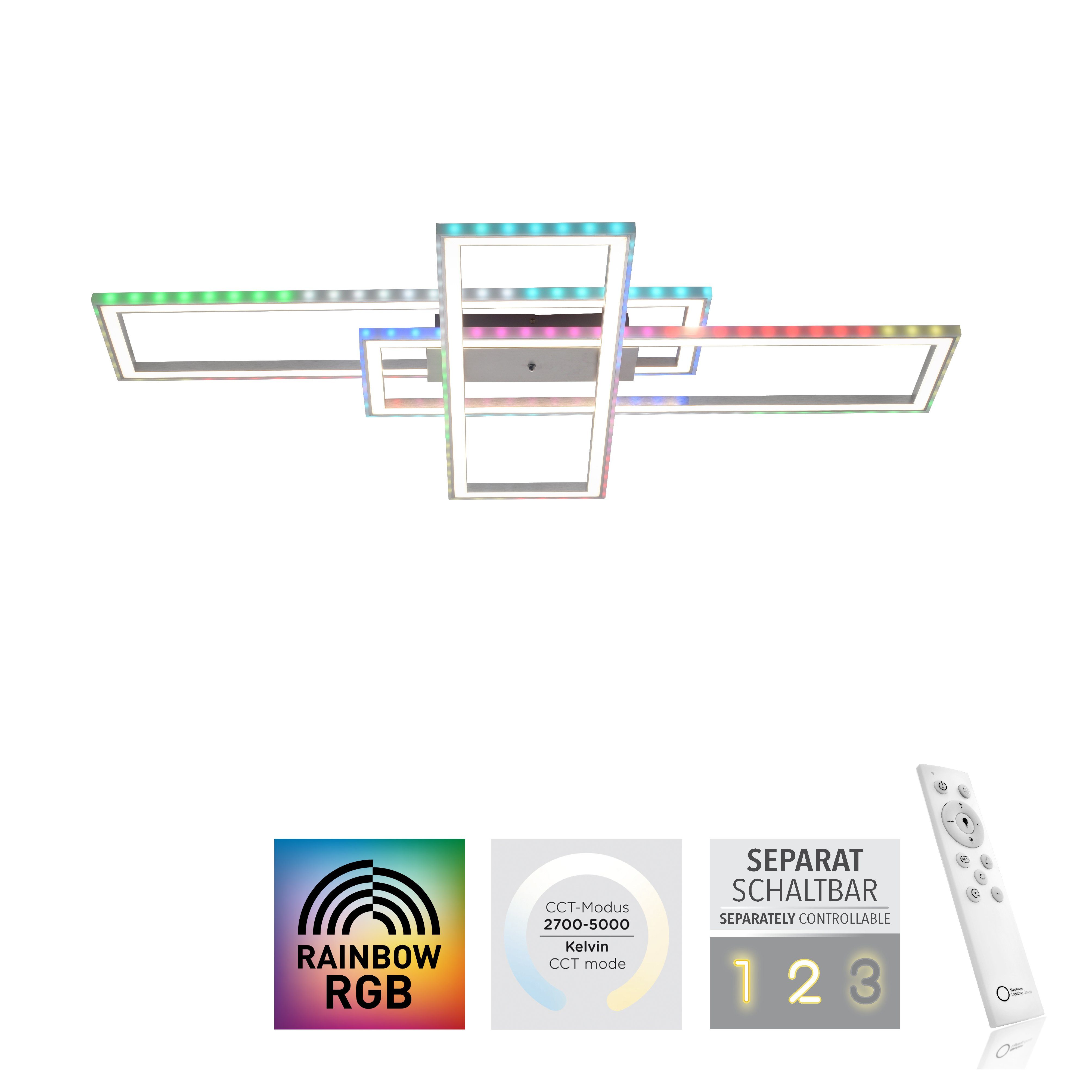 warmweiß kaltweiß, CCT Fernbed., fest RGB-Rainbow, Direkt LED, - Fernbedienung, integriert, Infrarot FELIX60, Deckenleuchte Leuchten LED inkl. über -