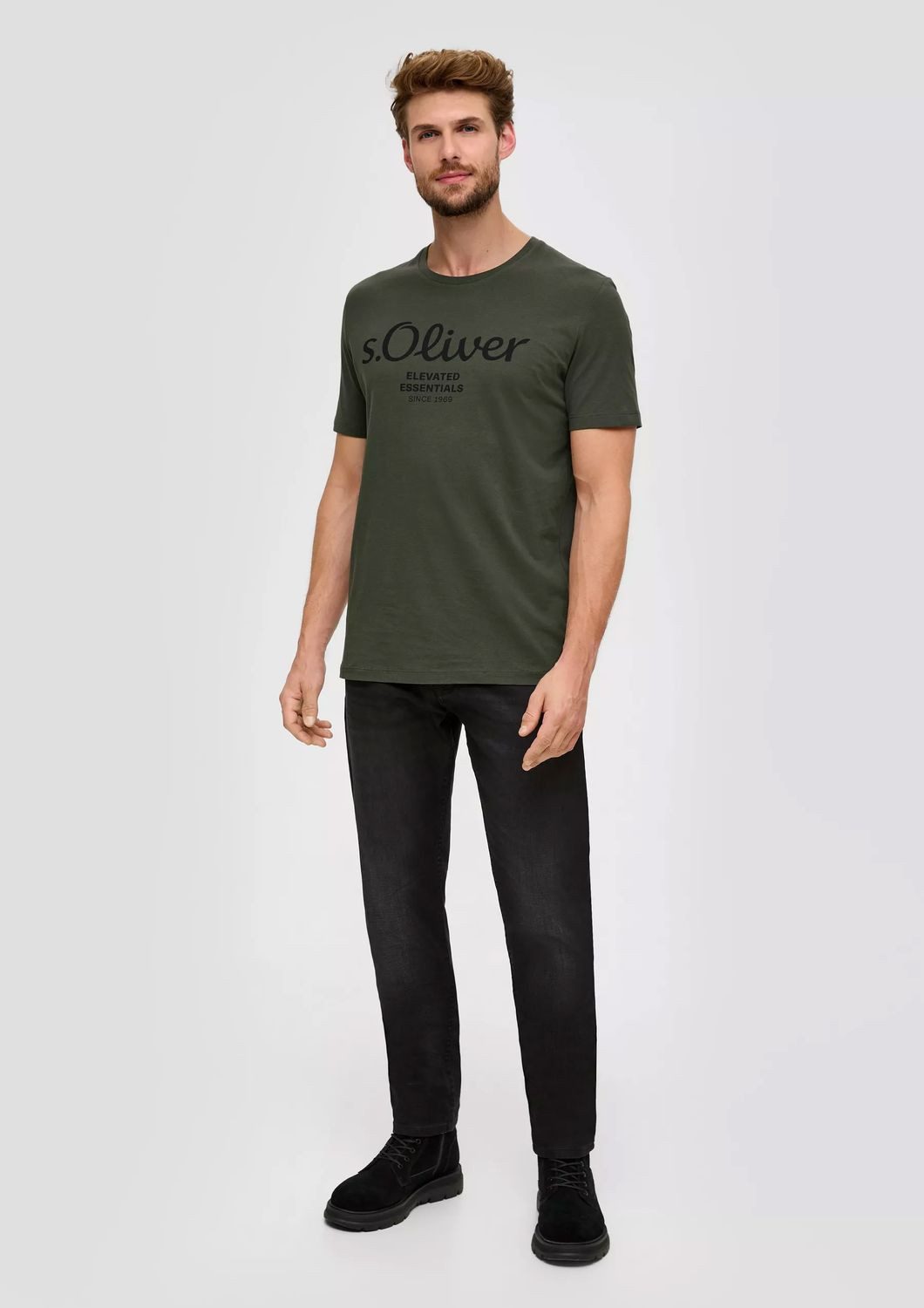 s.Oliver T-Shirt (2-tlg) mit Rundhals-Ausschnitt, kurzarm, Logo-Aufdruck im 2er Pack