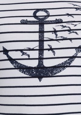 KangaROOS Sweatshirt mit sportlichem Stehkragen und maritimen Druck