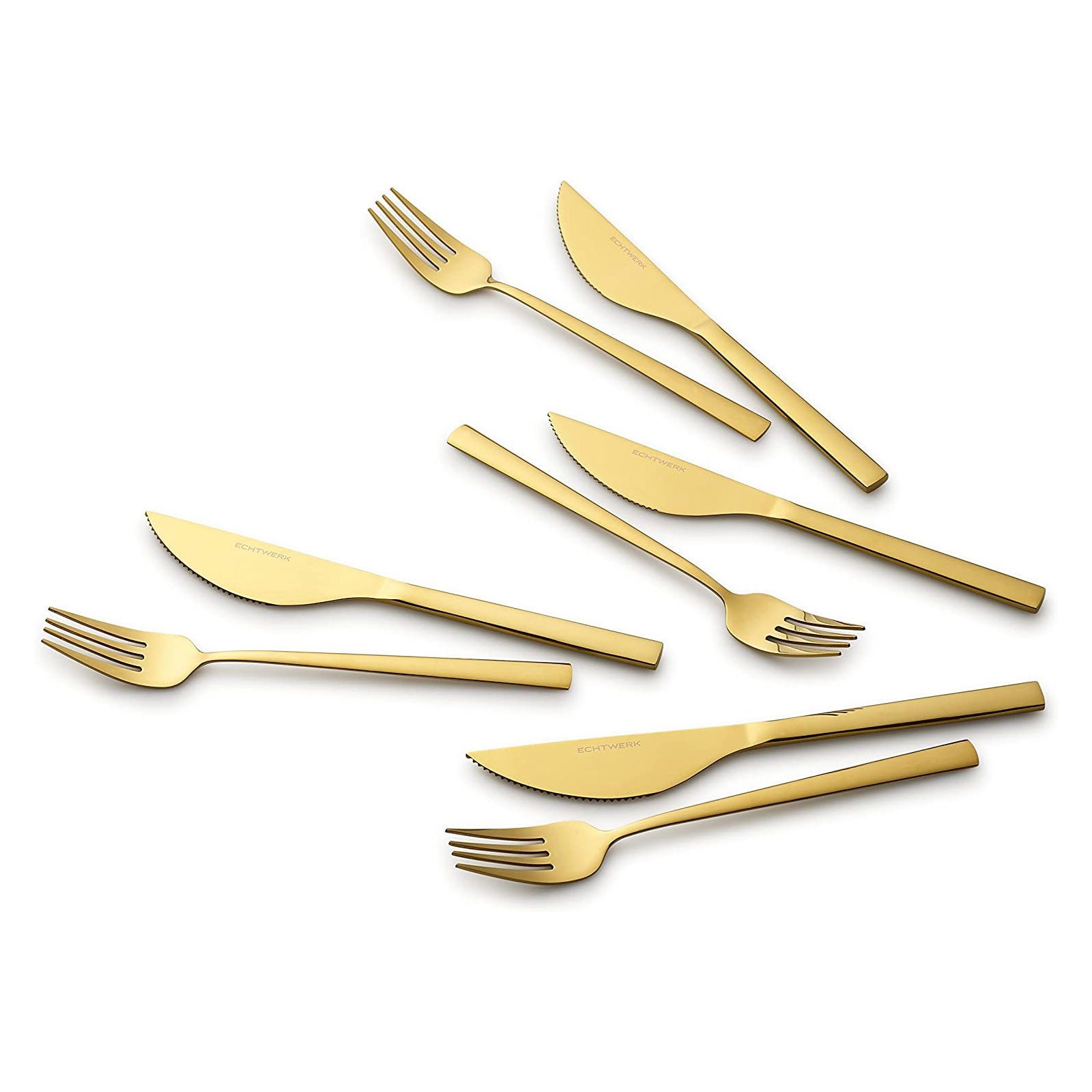 ECHTWERK Besteck-Set Pizzabesteck (8-tlg), Edelstahl, Pizzaset, Steakbesteck, Essbesteck aus Edelstahl
