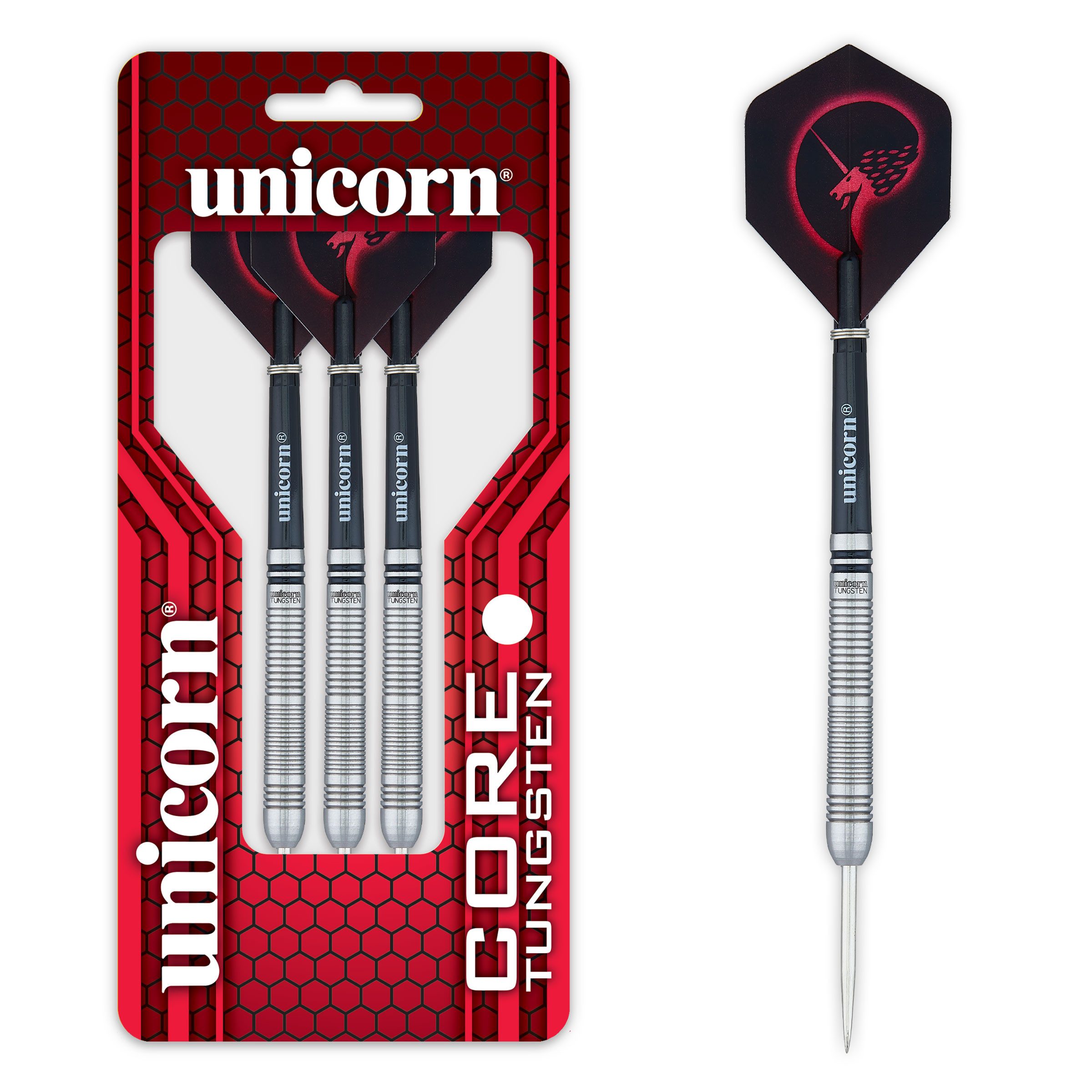 Dartpfeil UNICORN Steeldarts CoreTun Style 2, Tungsten, 20g., Silber