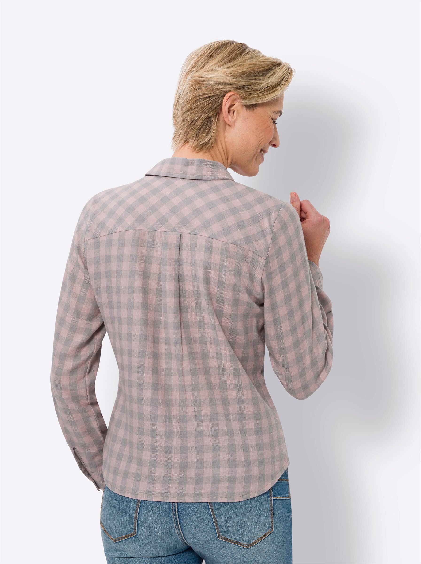 Sieh an! Klassische Bluse Flanell-Bluse Langarm günstig online kaufen