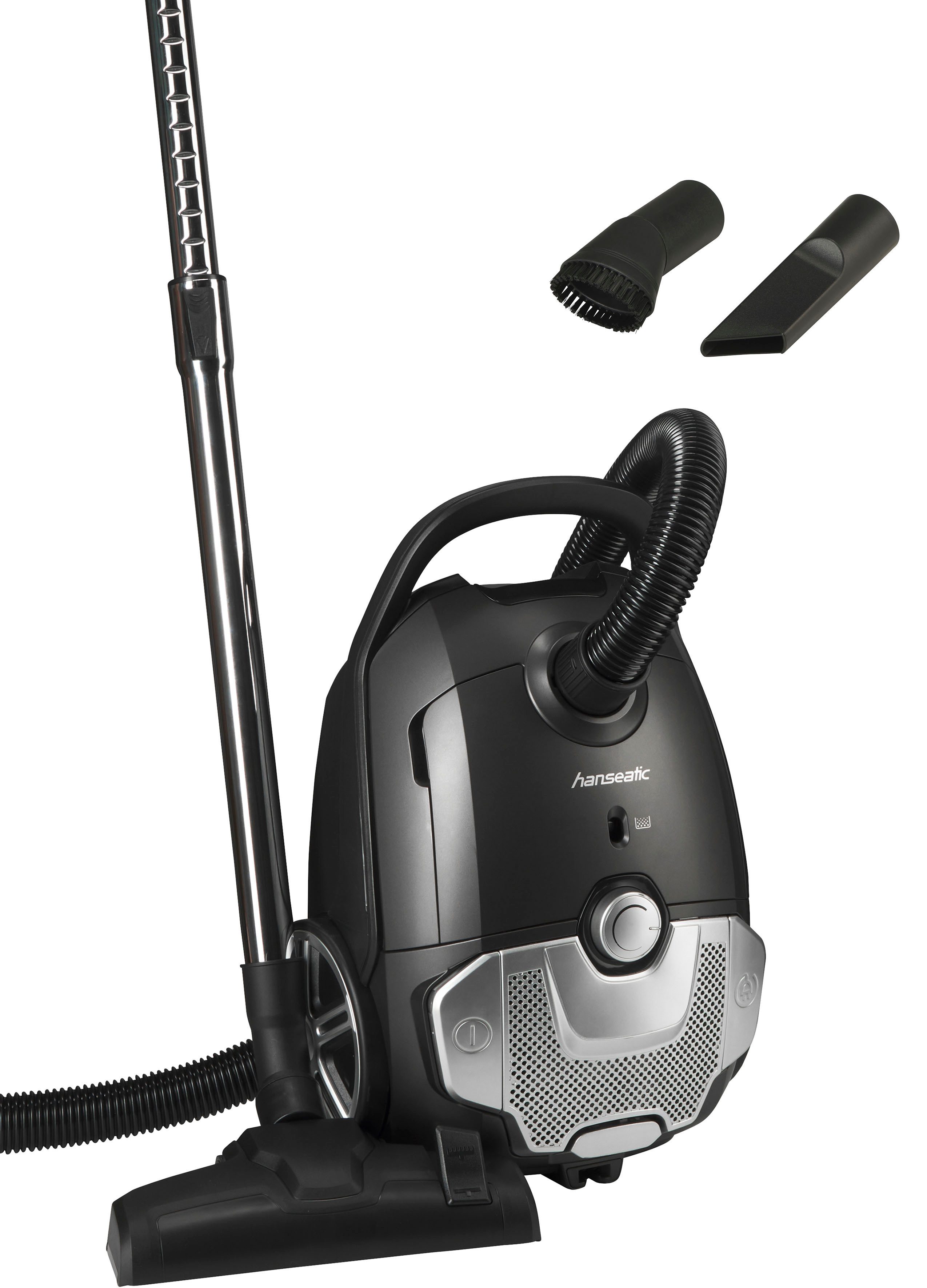 Hanseatic Bodenstaubsauger HBVC80012WMC, super silence, höhenverstellbares Saugrohr, 800 W, mit Beutel, sehr großer 12m Aktionsradius, elektronische Saugkraftregulierung