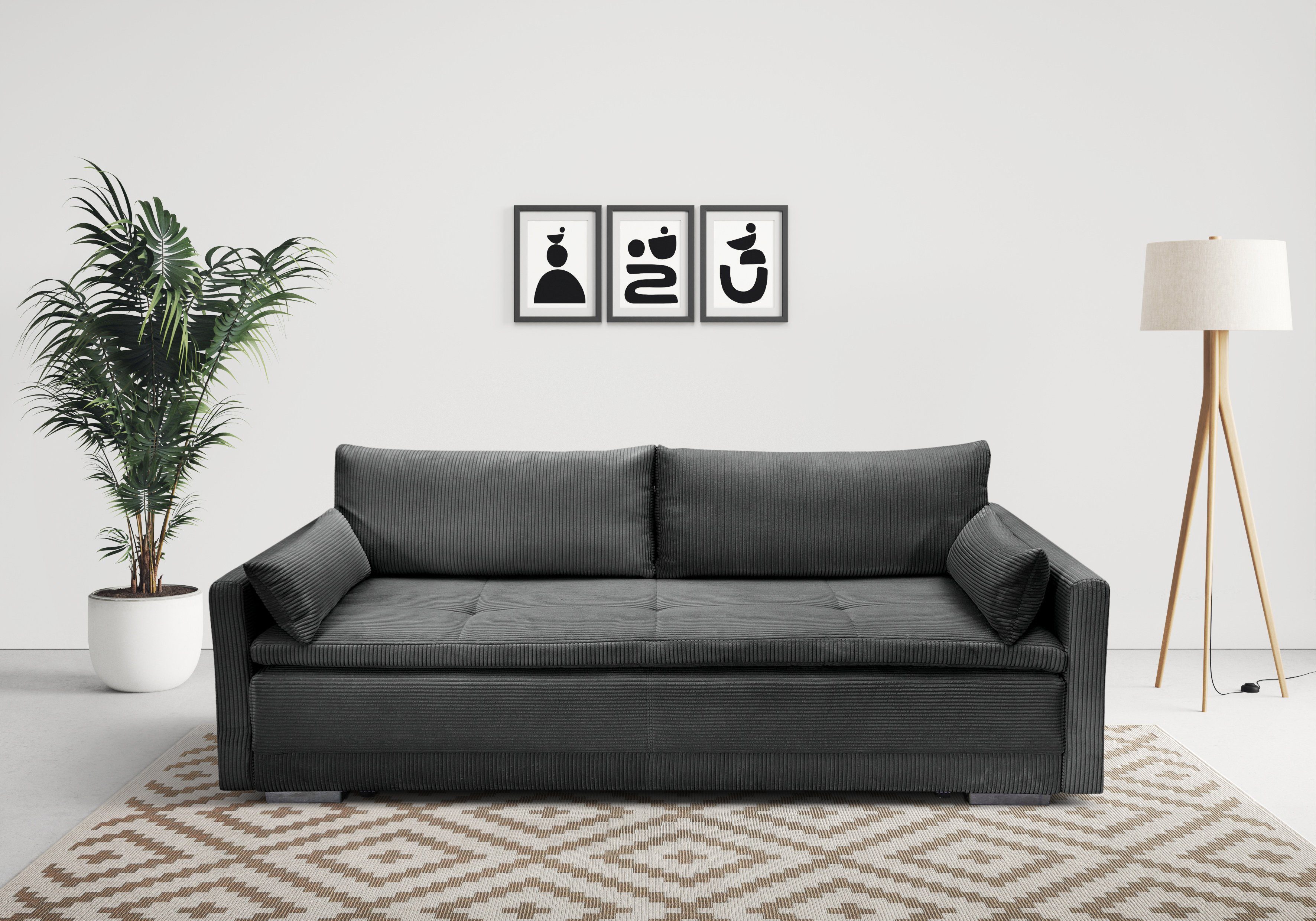 Home affaire Schlafsofa Andrea, mit Boxspringaufbau, Bettfunktion & Bettkasten, Dauerschlafsofa