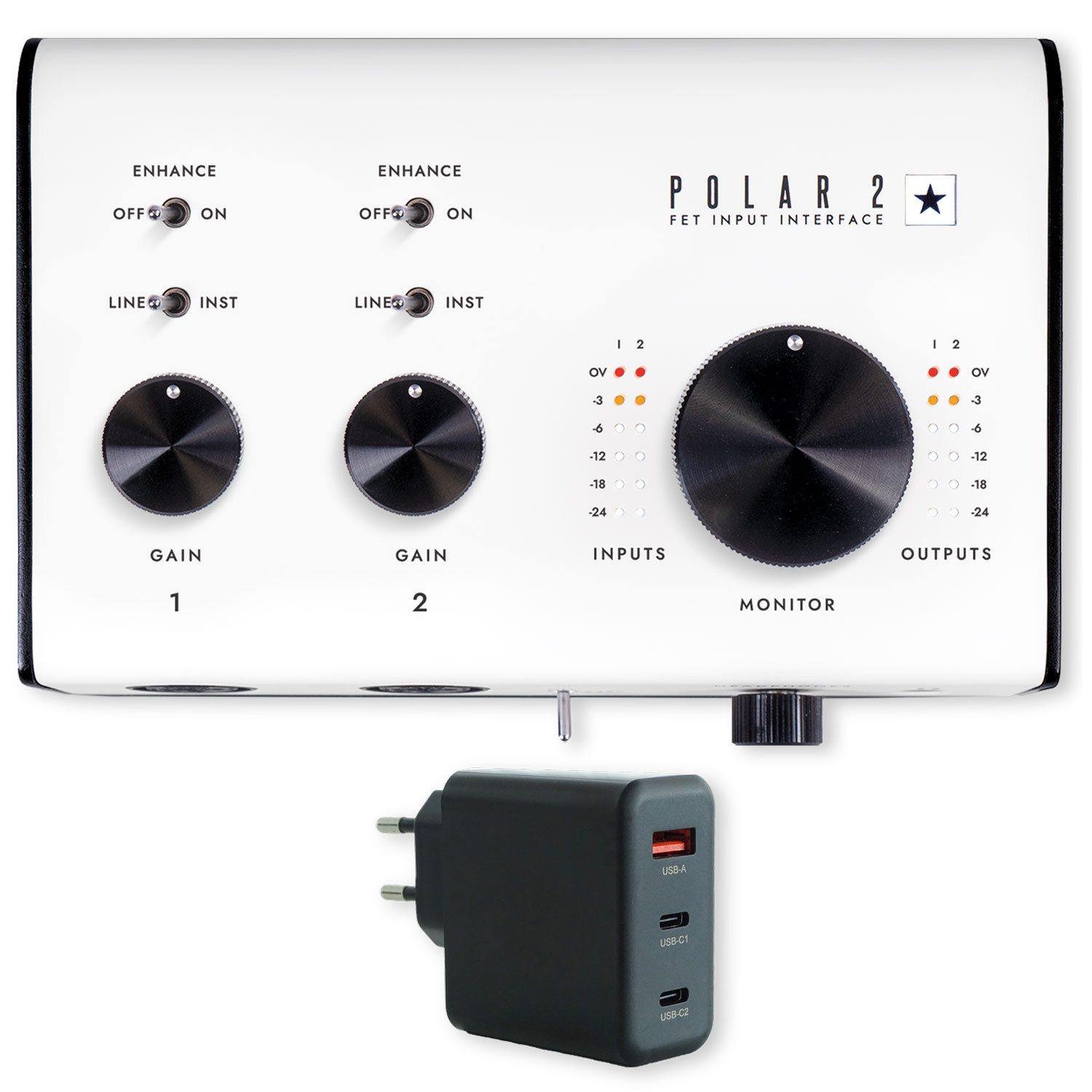 Blackstar Blackstar Audio-Interface Polar 2 Interface mit Netzteil Digitales Aufnahmegerät (Vorteils-Set mit Netzteil)