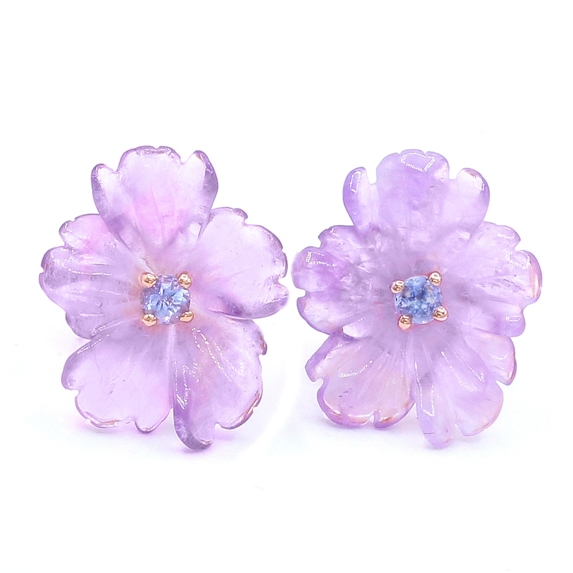 Cavill Ohrring-Set Florale Amethyst-Tansanit-Roségold-Ohrringe (2-tlg)