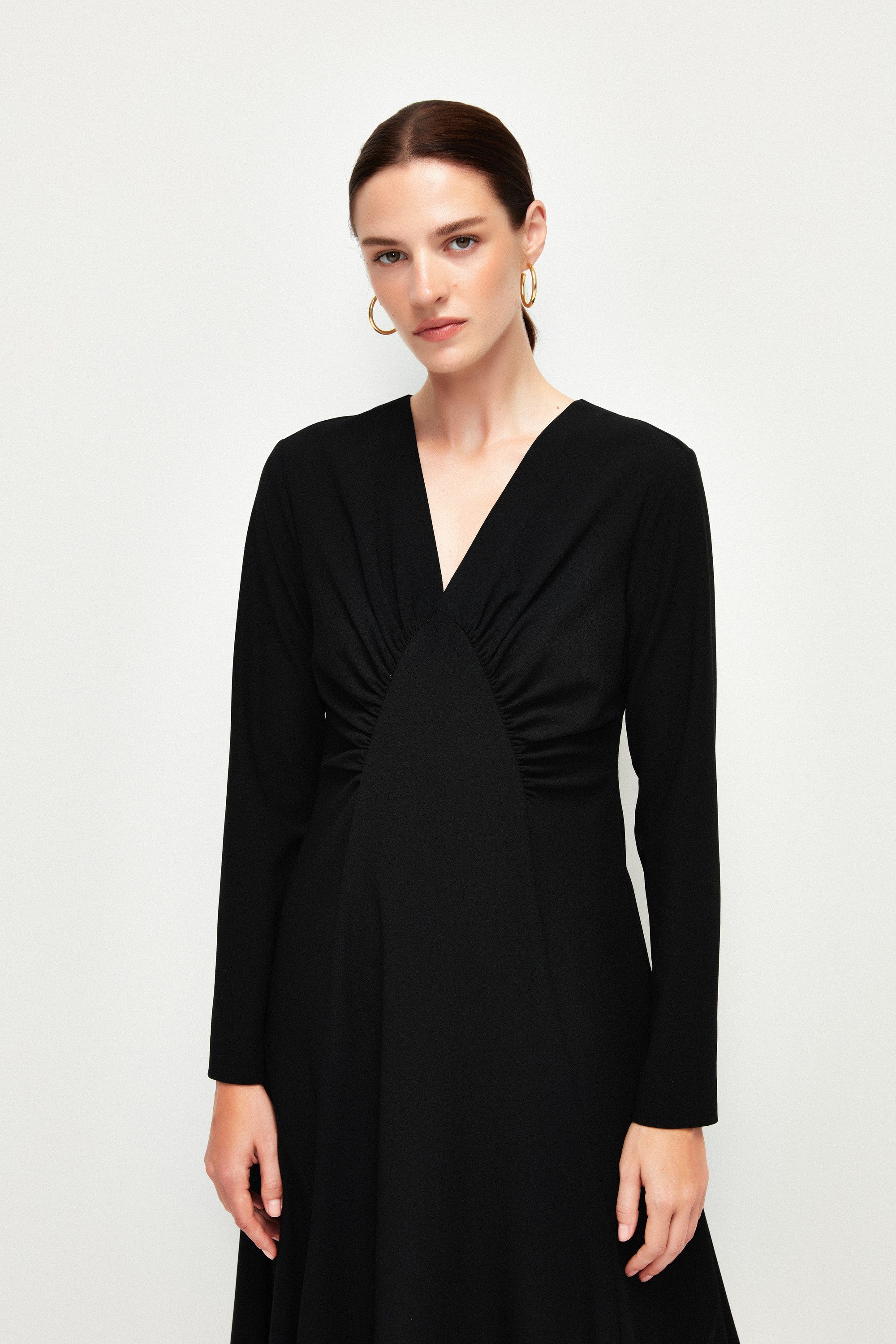 adL A-Linien-Kleid Kleid mit V-Ausschnitt