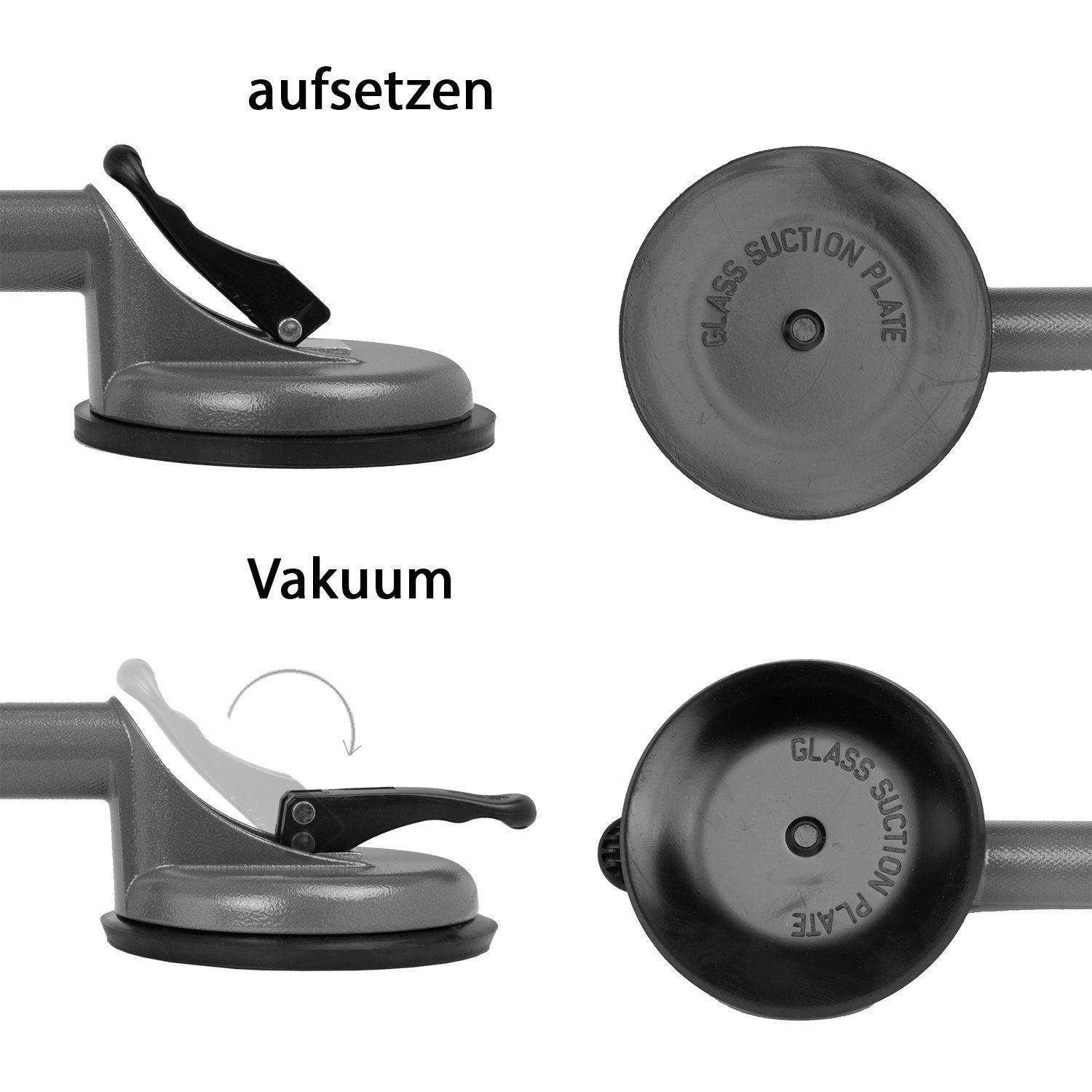 Moritz Saugheber 1-tlg.], Gummisauger Glasheber Glassauger grau, 2 Saugnäpfen Traglast, Saughalter Vakuumheber mit Plattenheber max. 100 kg