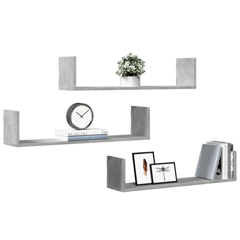 vidaXL Regal Wandregale 3 Stk. Betongrau 80x18x18 cm Holzwerkstoff, 1-tlg. günstig online kaufen