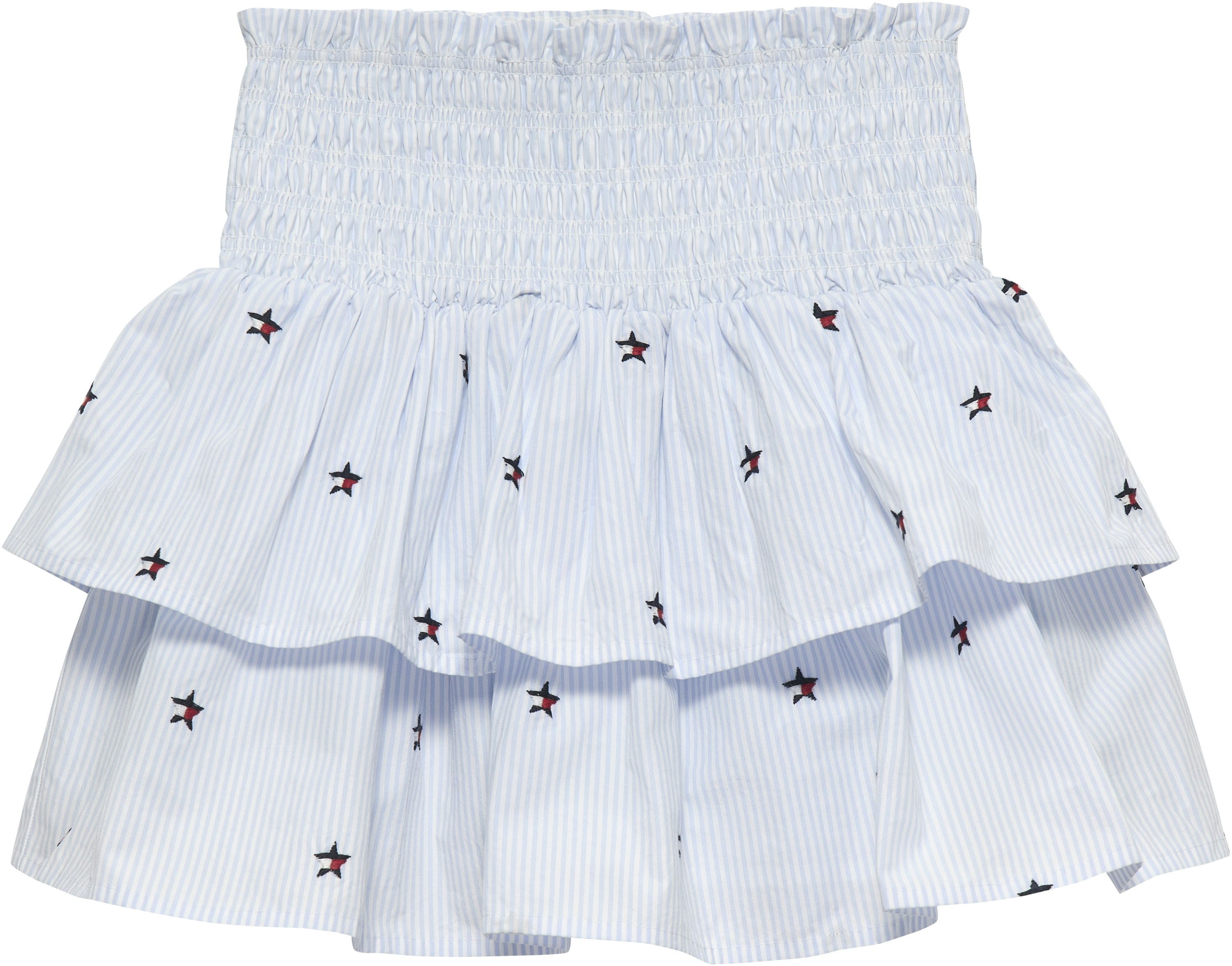 Tommy Hilfiger Stufenrock STAR STRIPES SKIRT Kinder bis 16 Jahre, gesmoktes Bündchen, bestickt
