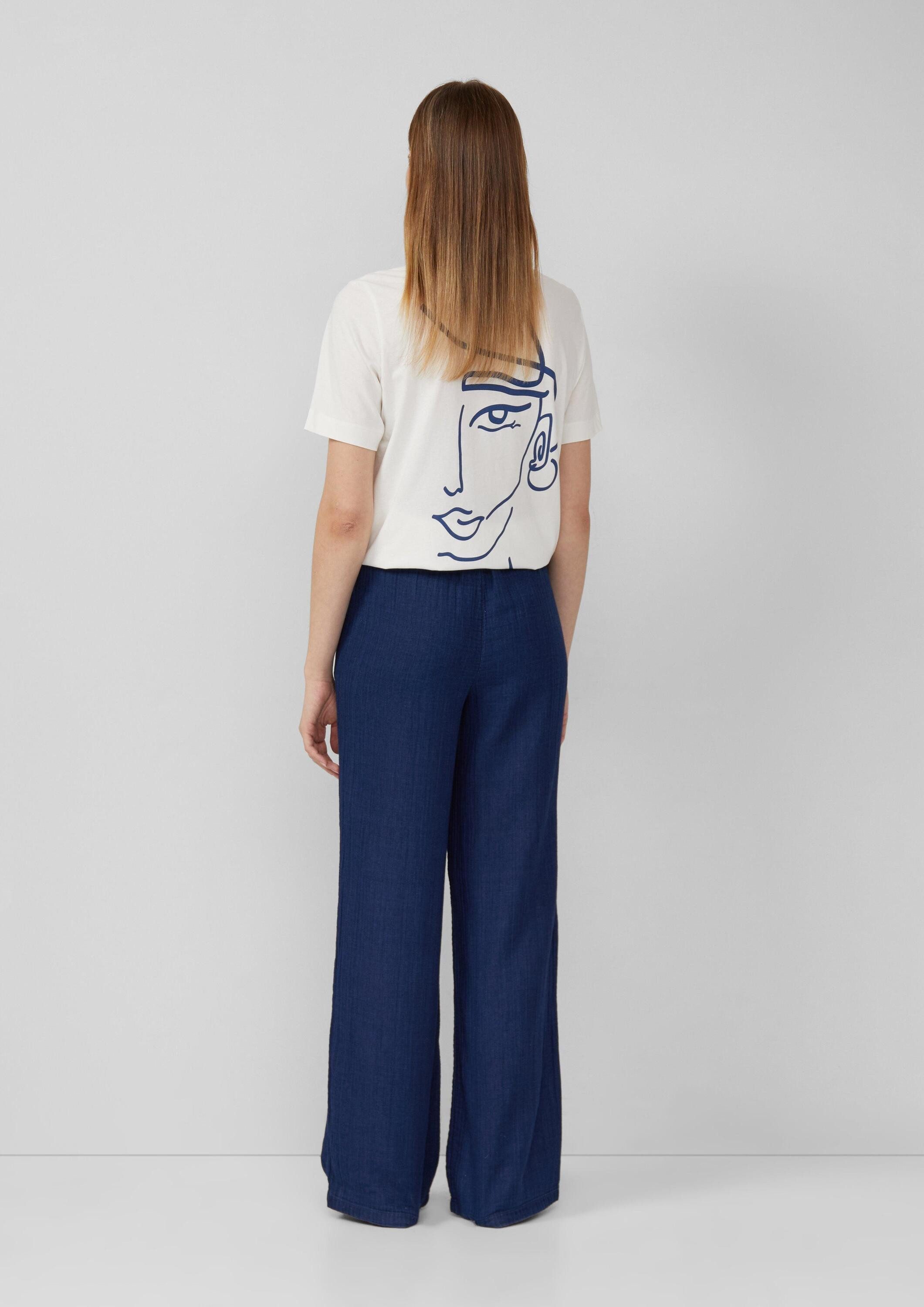 s.Oliver Chinos Hose Indigo dyed Wide-Leg-Hose mit Elastikbund