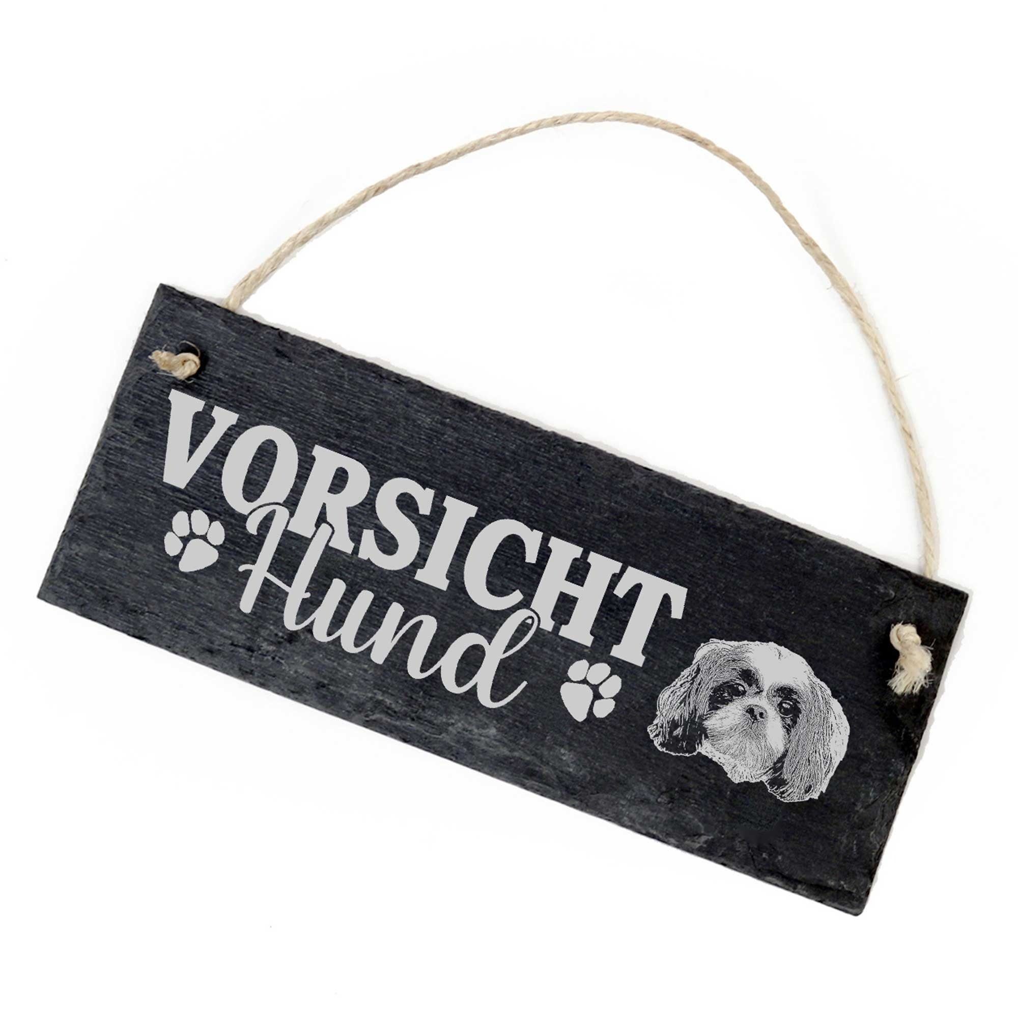 Dekolando Hängedekoration Vorsicht Hund Shih Tzu Schild 22x8cm | Dekohänger