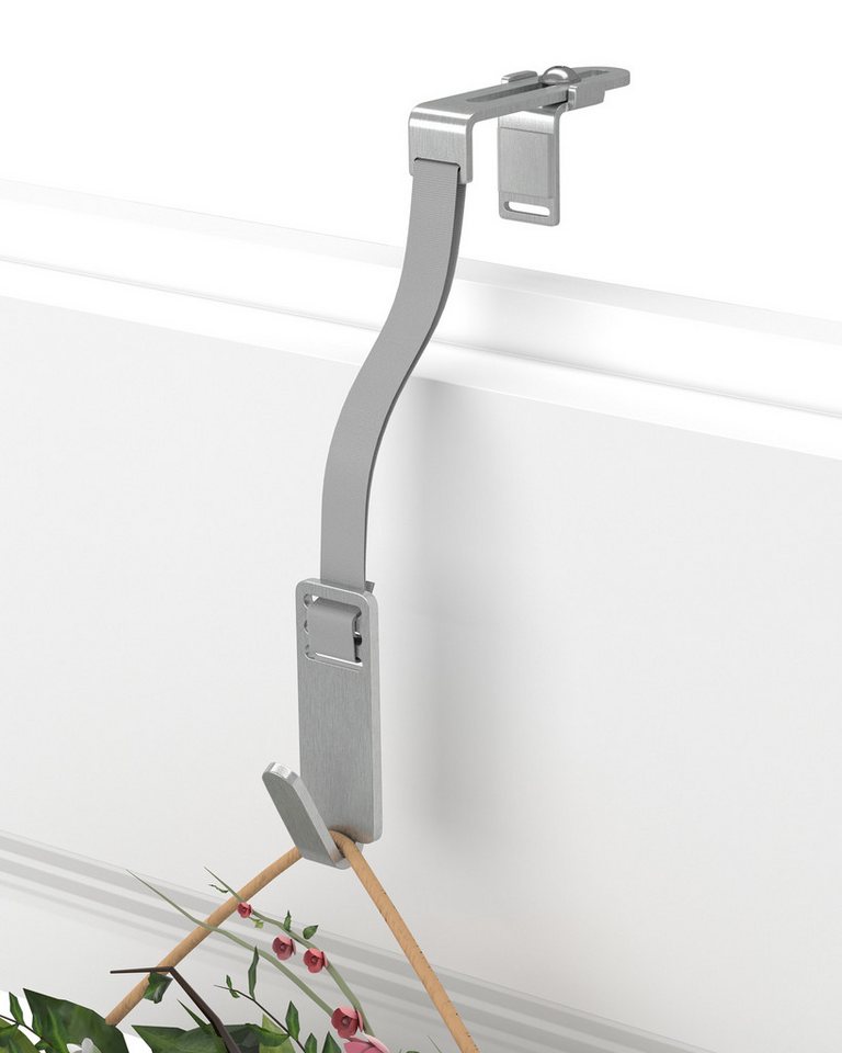 MDCASA Türhaken I Türkranzhalter zum Einhängen inkl. flexiblem Band, für nahezu alle Haustüren, Beidseitig verwendbar, wetterfest, Tragkraft bis zu 3 kg