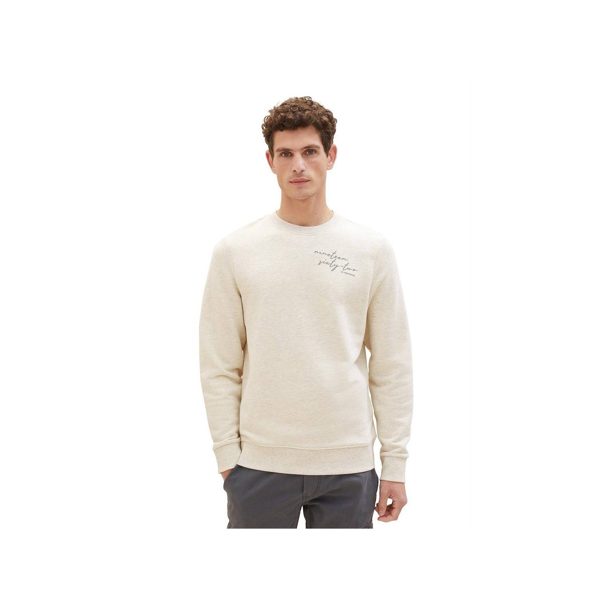 TOM TAILOR beige beige melange Sweatshirt vintage (1-tlg)
