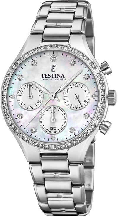 Festina Chronograph Boyfriend Kollektion, F20401/1, Armbanduhr, Quarzuhr, Damenuhr, Stoppfunktion