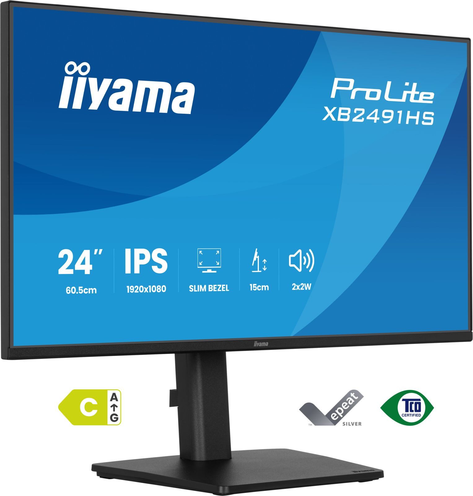 Iiyama XB2491HS-B1 TFT-Monitor (1920 x 1080 px, Full HD, 120 Hz, IPS, Adaptive-Sync, Lautsprecher, HDCP, Pivot, Höhenverstellbar)