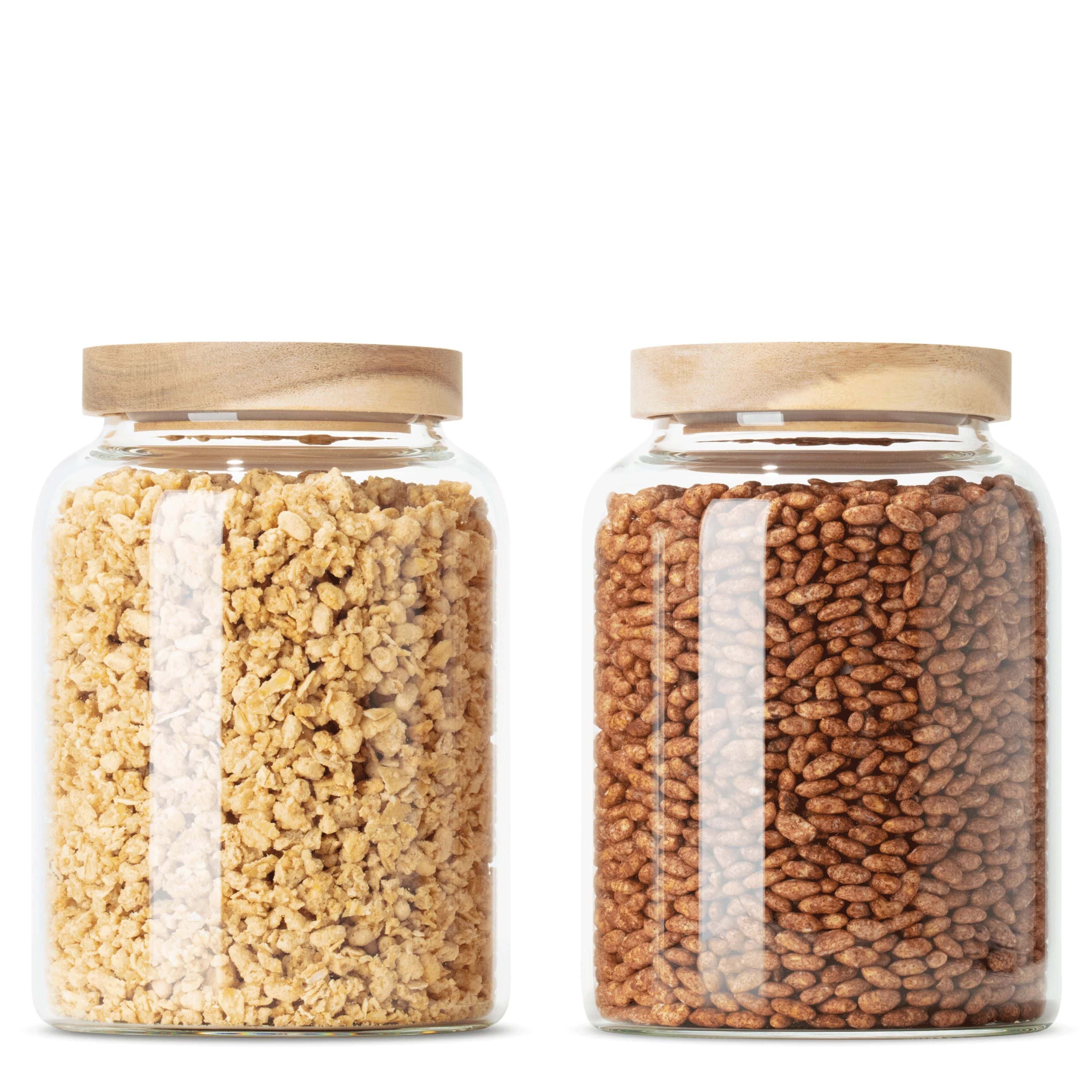 Econovo Vorratsdose Glas, (Set, 2-tlg., Luft- & Aromadicht), Vorratsgläser mit Holzdeckel für Lebensmittel große & klein