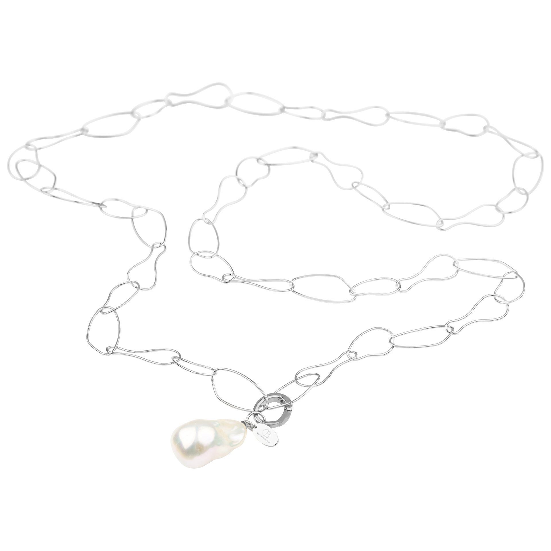 Celia von Barchewitz Gliederkette "CHAVA" lange Perlen-Halskette für Damen, ca 100 cm, mit Barock-Perle, Anhänger austauschbar/abnehmbar