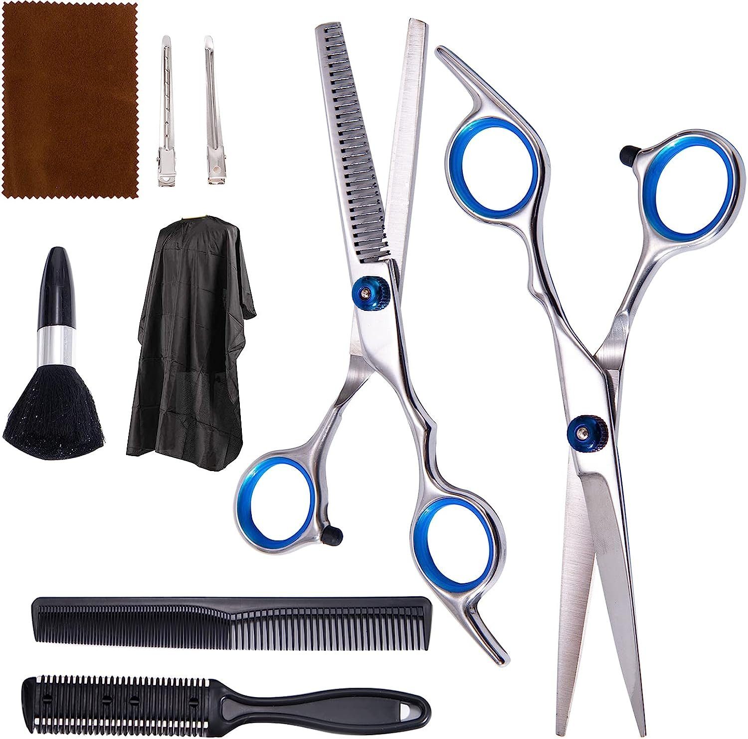 MORRENT Haarschere Extra (14-tlg) Set Haarschere Friseurschere scharfe präziser Schnitt, Edelstahl