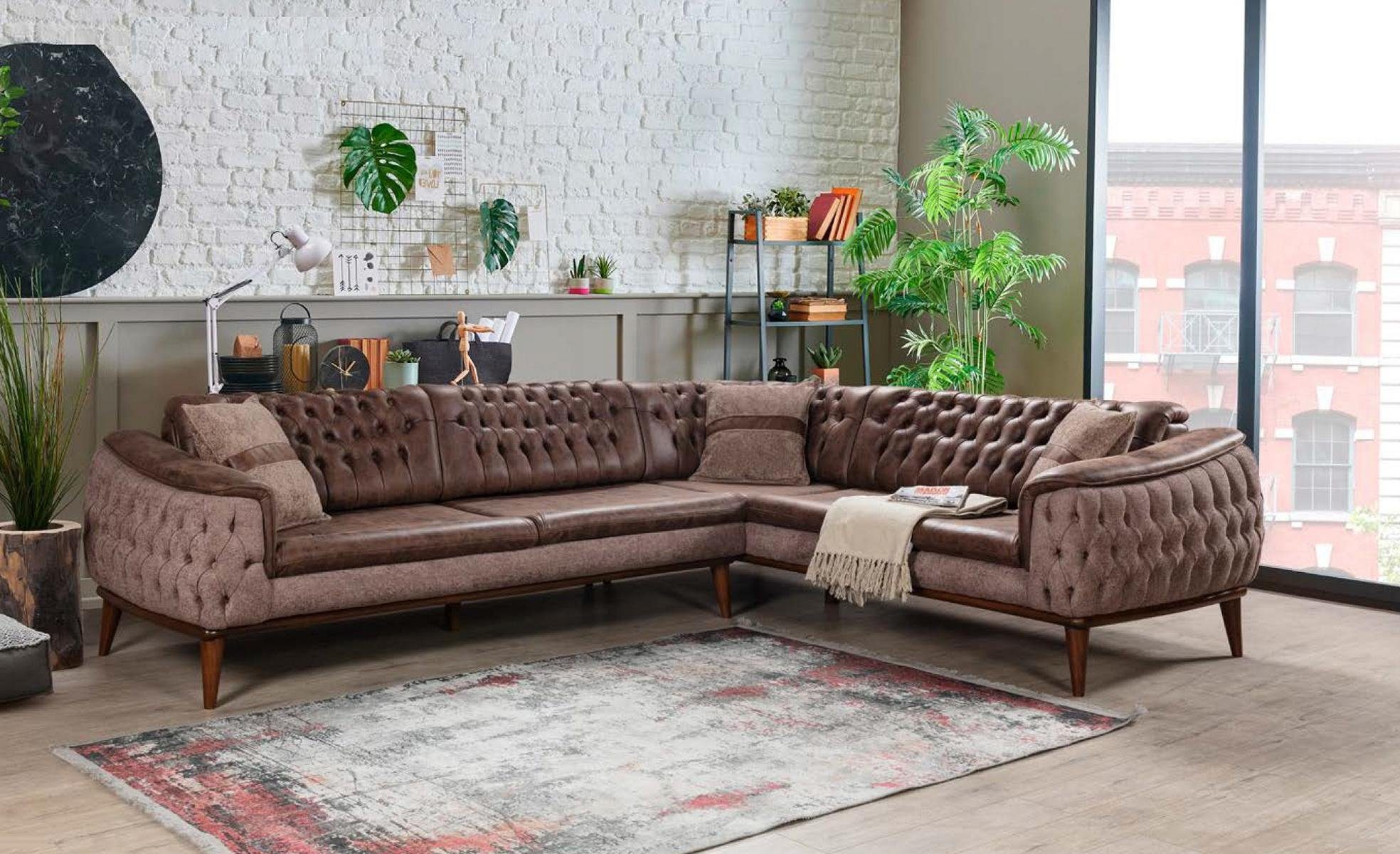 JVmoebel Ecksofa Ecksofa Sofa L-Form Textile Couch Wohnzimmer