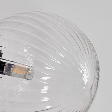 hofstein Wandleuchte Wandlampe aus Metall/Riffelglas in Schwarz/Klar, ohne Leuchtmittel, Leuchte mit Glasschirm, An/-Auschalter, 1xG9, ohne Leuchtmittel