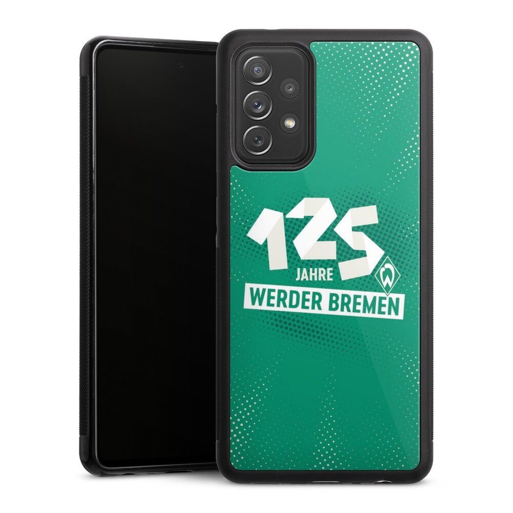 DeinDesign Handyhülle 125 Jahre Werder Bremen Offizielles Lizenzprodukt, Samsung Galaxy A72 Gallery Case Glas Hülle