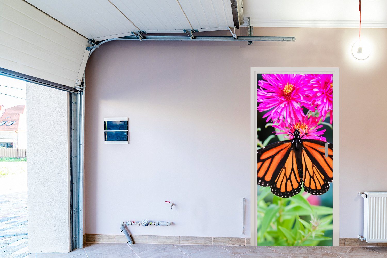 MuchoWow Schmetterling Matt, Türaufkleber, Fototapete bedruckt, St), Türtapete Blume, cm Botanisch 75x205 Tür, (1 - für -