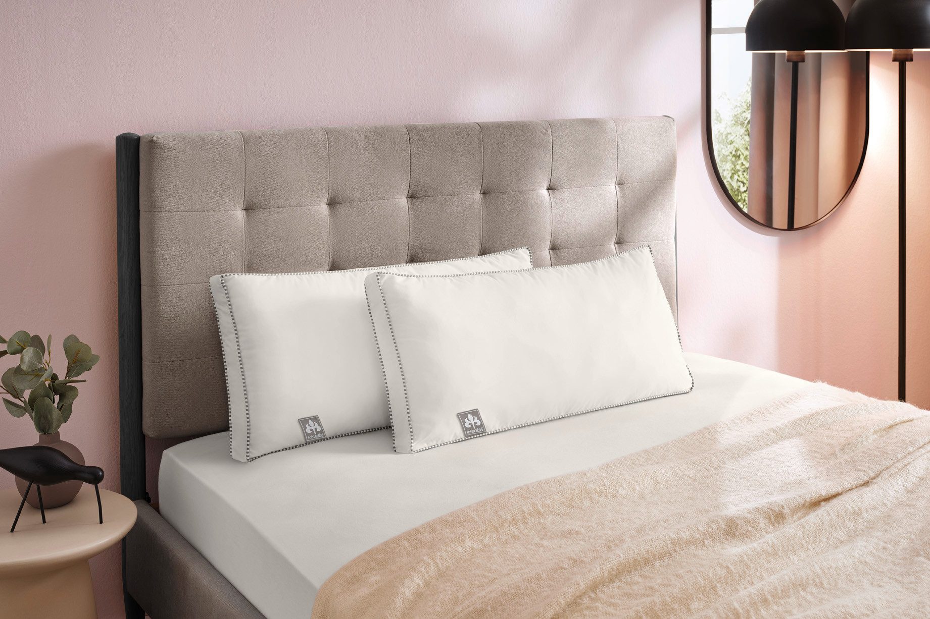 Irisette Kopfkissen irisette® Sensible 2er Set 40x80 cm, Füllung: 100% Polyester, Seitenschläfer, Rückenschläfer, Bauchschläfer, temperatur- und feuchtigkeitsregulierend, Bezug aus Naturmaterialien