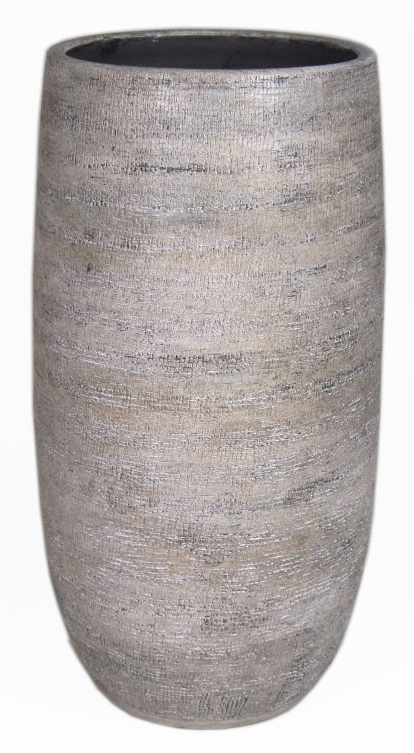 INNA-Glas Dekovase Keramikvase mit Maserung, weiß-braun, 50 cm, Ø 24,5 cm