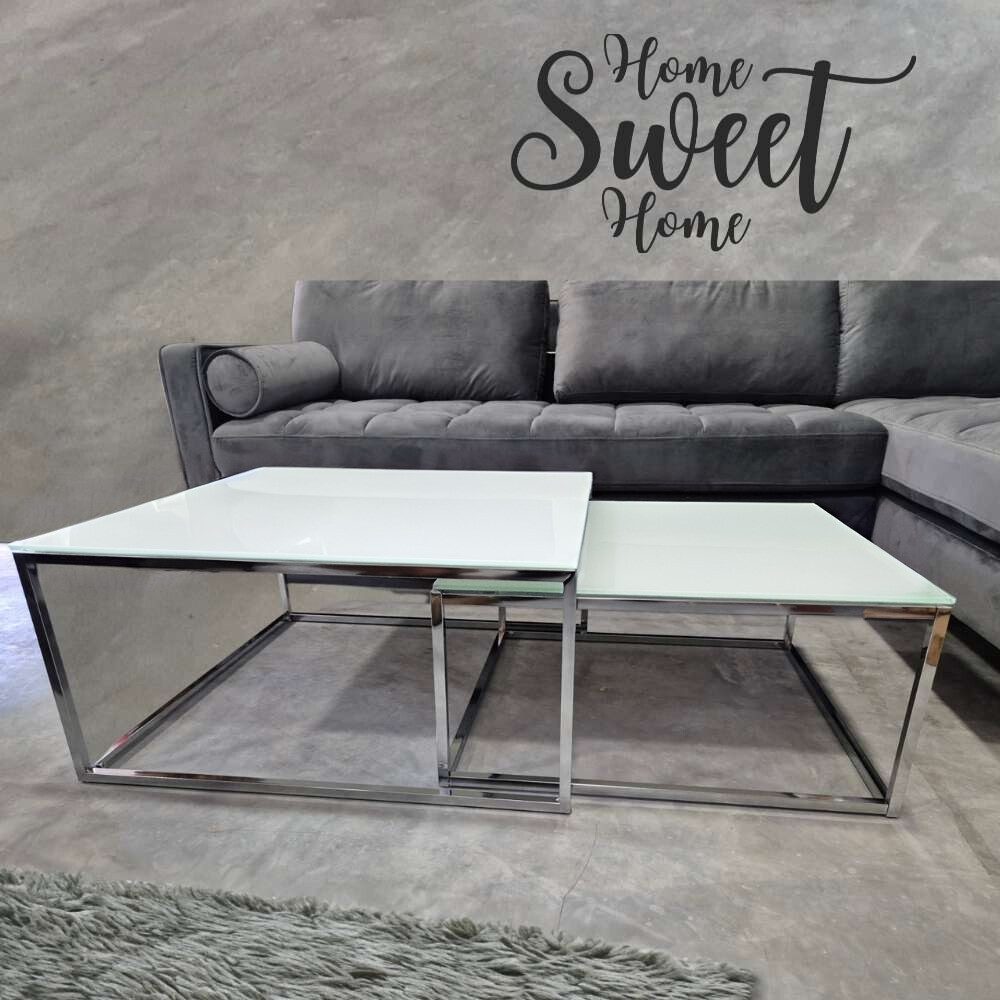 LebensWohnArt Couchtisch 2er Set Design Couchtisch MENTO 75cm Sicherheitsgl günstig online kaufen