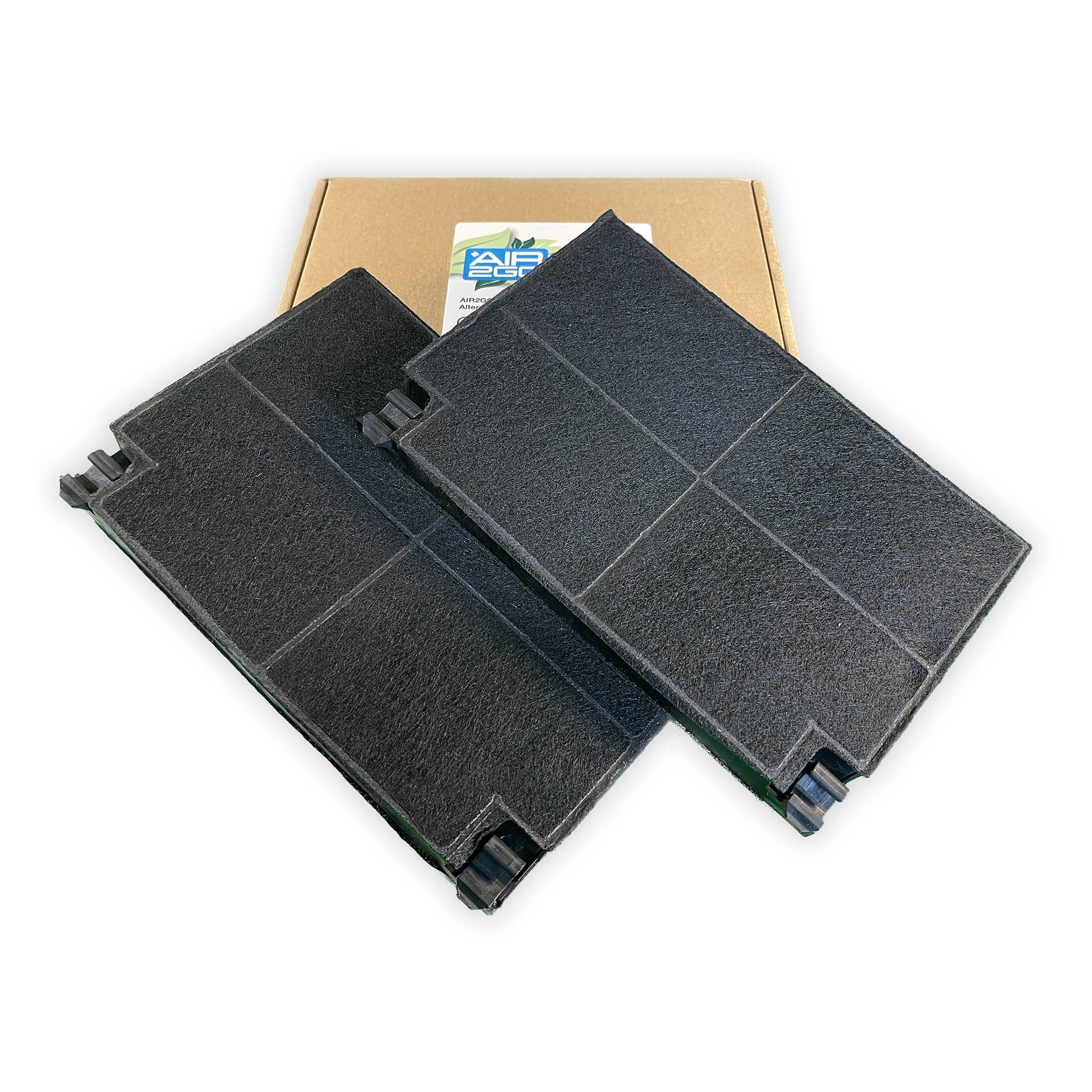 AIR2GO Aktivkohlefilter als Ersatz für Alno MCFE16 / 9029800621 2St., Zubehör für Aktivkohlefilter für ALNO ADF 60 G, ADL2050G, AEF3180N, AEF3190N, AEF3210N, AEF3320N, AME2264KN, Passend für Dunstabzugshauben von ALNO