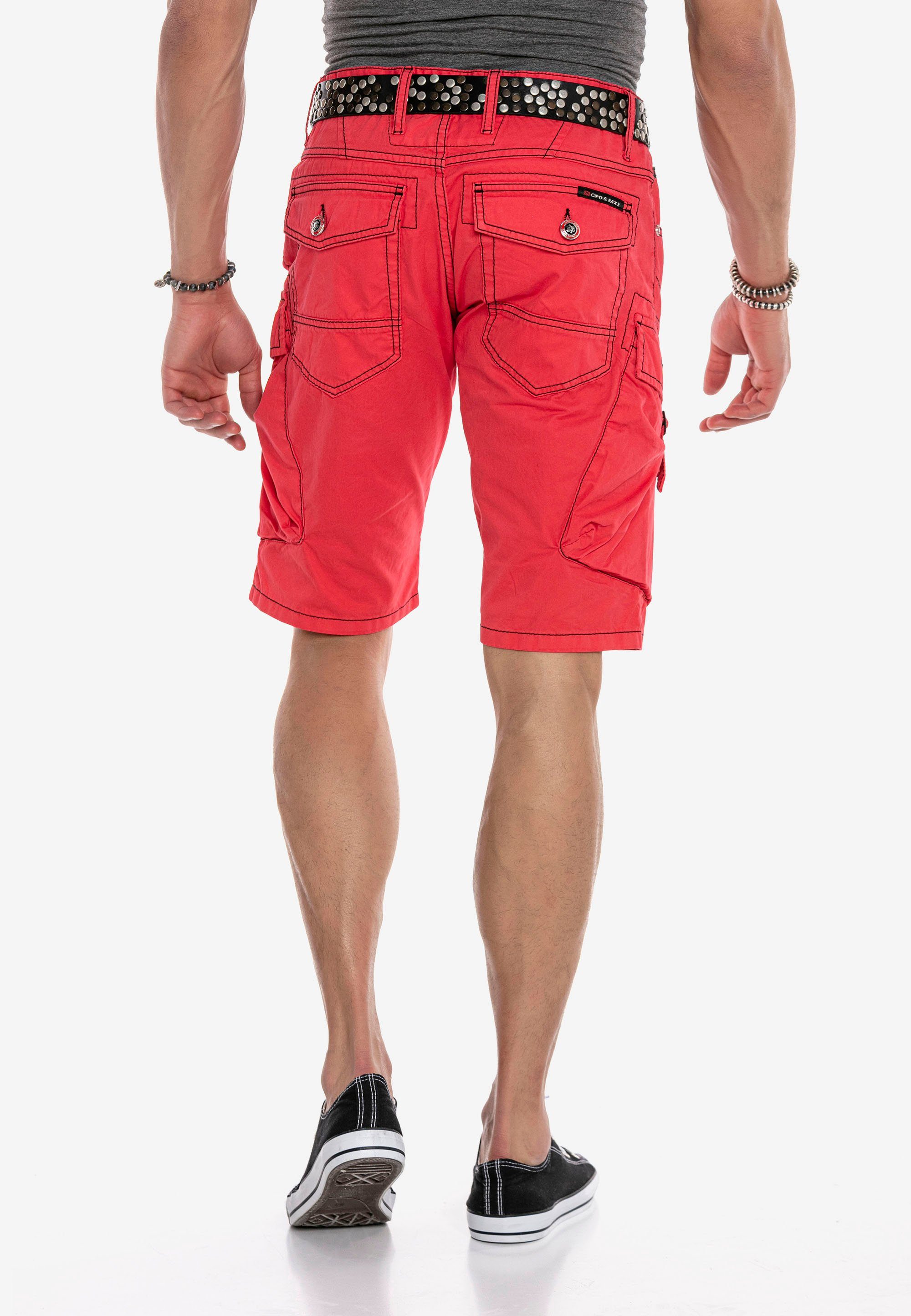 Cipo & Baxx Shorts mit Cargotaschen rot coolen