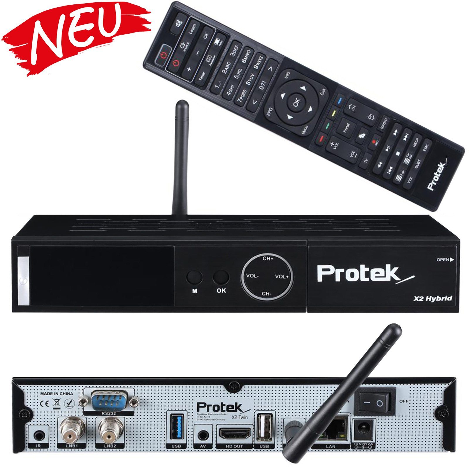 Protek Protek X2 4K UHD TV-Receiver 2160p H.265 HEVC E2 Linux Wifi SAT-Receiver | SAT-Receiver